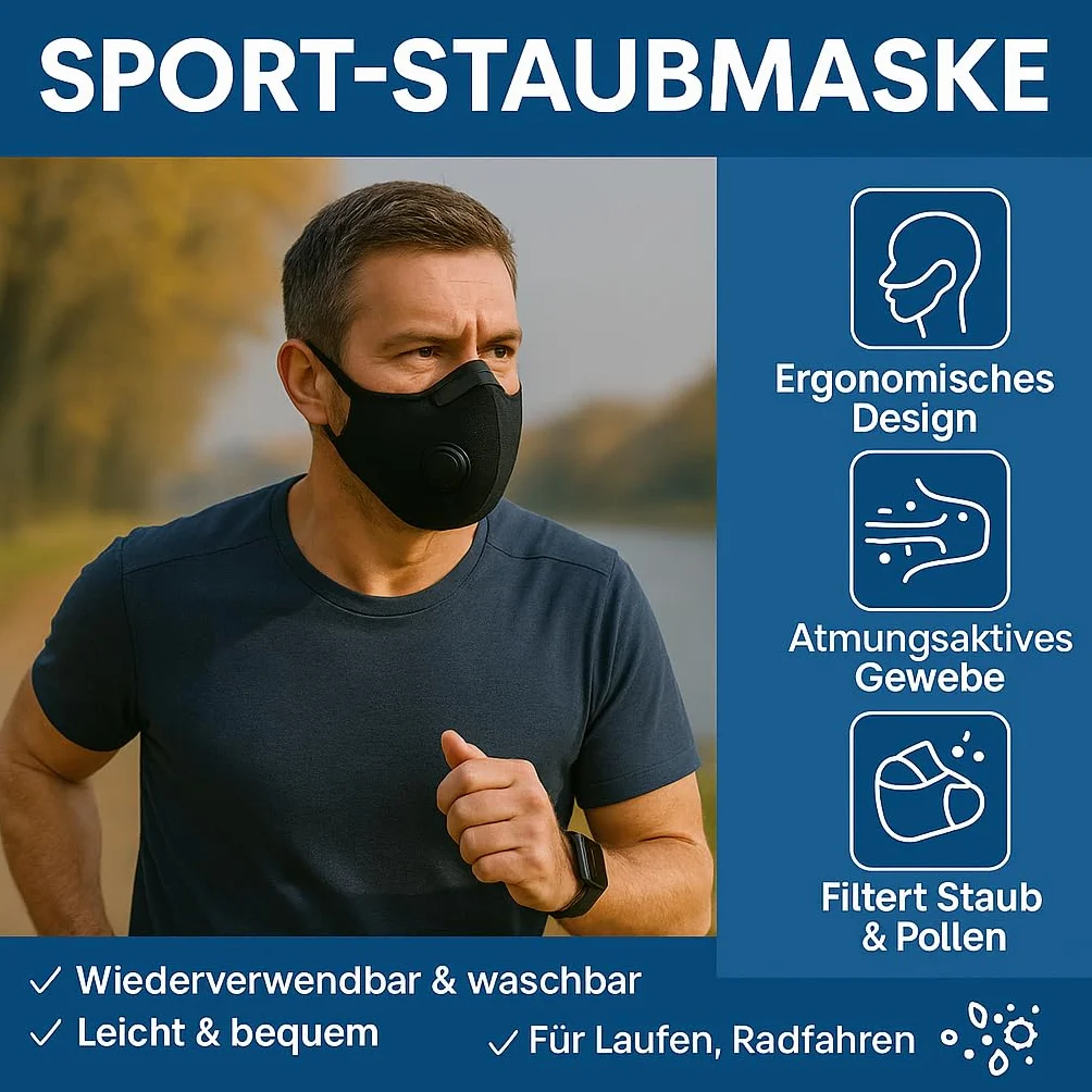 Relief Care maska sportowa, przeciwpyłowa z filtrem z węglem aktywnym, do jazdy na motocyklu i rowerze, przeciw alergii na pyłki, nadaje się do prania