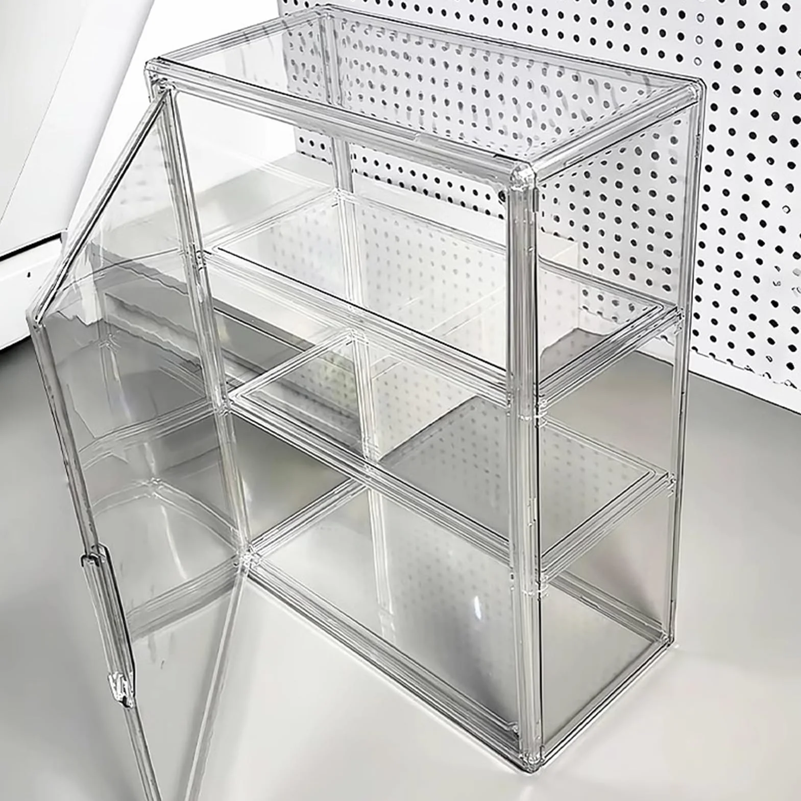 Gablota na miniatury, akrylowy organizer dla lalek z magnetycznymi drzwiami, pudełko do przechowywania figurek z wyjmowaną półką, do domu, mieszkania, szkoły, książek, , lalek, figurek