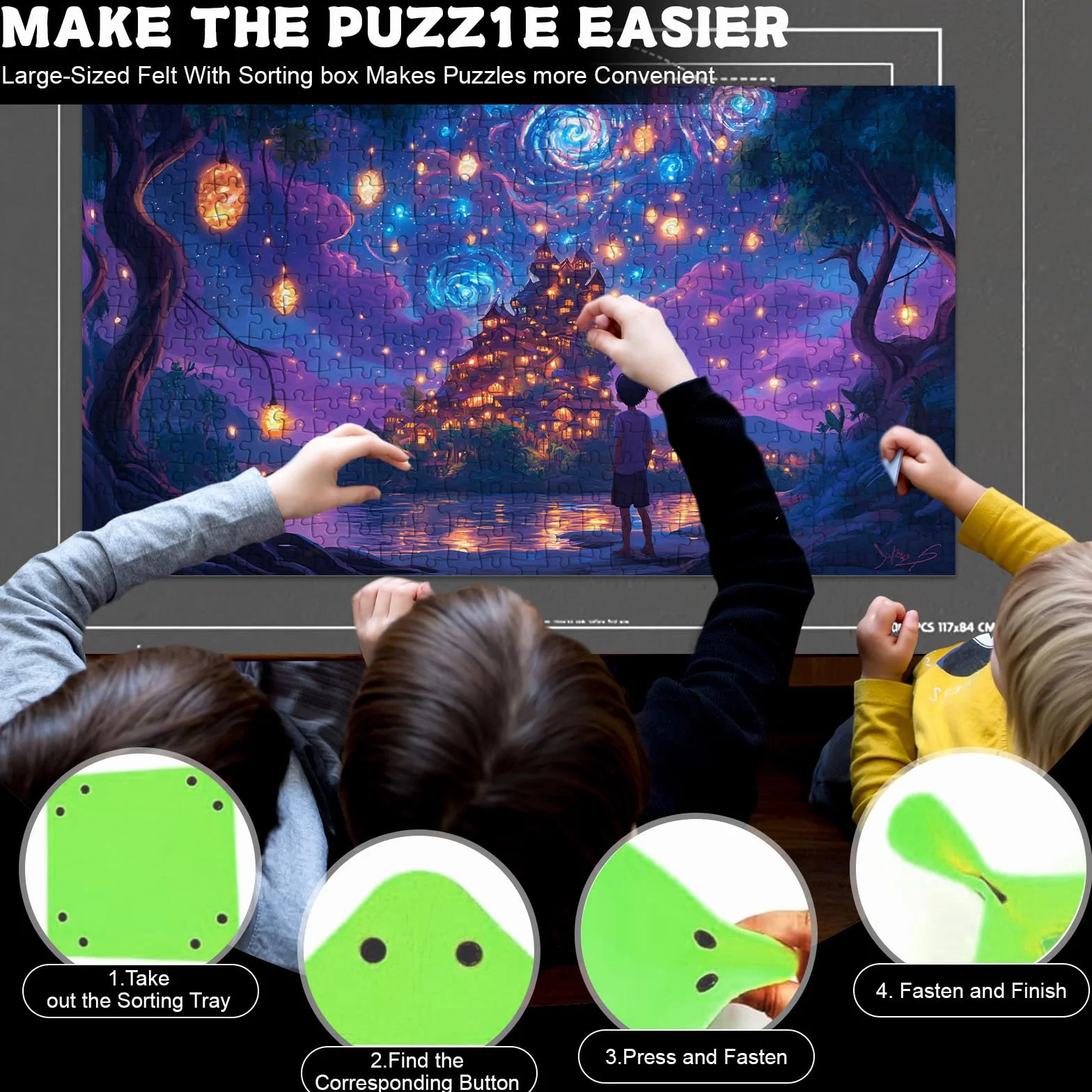 Mata do puzzli, rolowana podkładka do układanek, podkładka pod układankę, zwiń układanki, rolki do układanek nawet do 3000 elementów (szary)