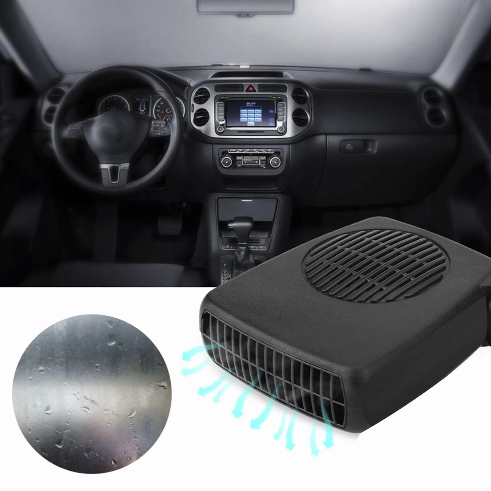 360-stopniowe Narzędzie do Czyszczenia Przedniej Szyby, 12V 200W Samochód Przenośny 2 w 1 Ceramiczny Podgrzewacz do Ogrzewania, Wentylator Defroster Demister Universal