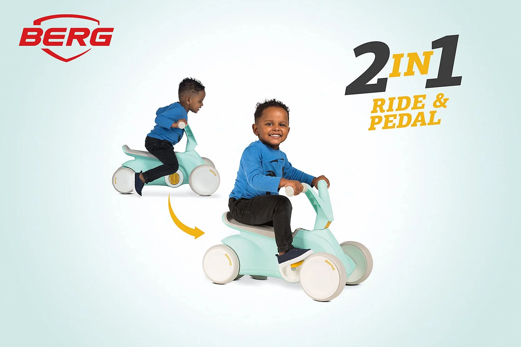 BERG GO² 2w1 Nosidełko | Samochód dla dzieci, Karting, Rower dla niemowląt, Rowerek dla niemowląt, Edukacyjny spacerowicz, Pojazd dziecięcy 10-30 miesięcy (Menthe), FR : Jeden rozmiar (rozmiar