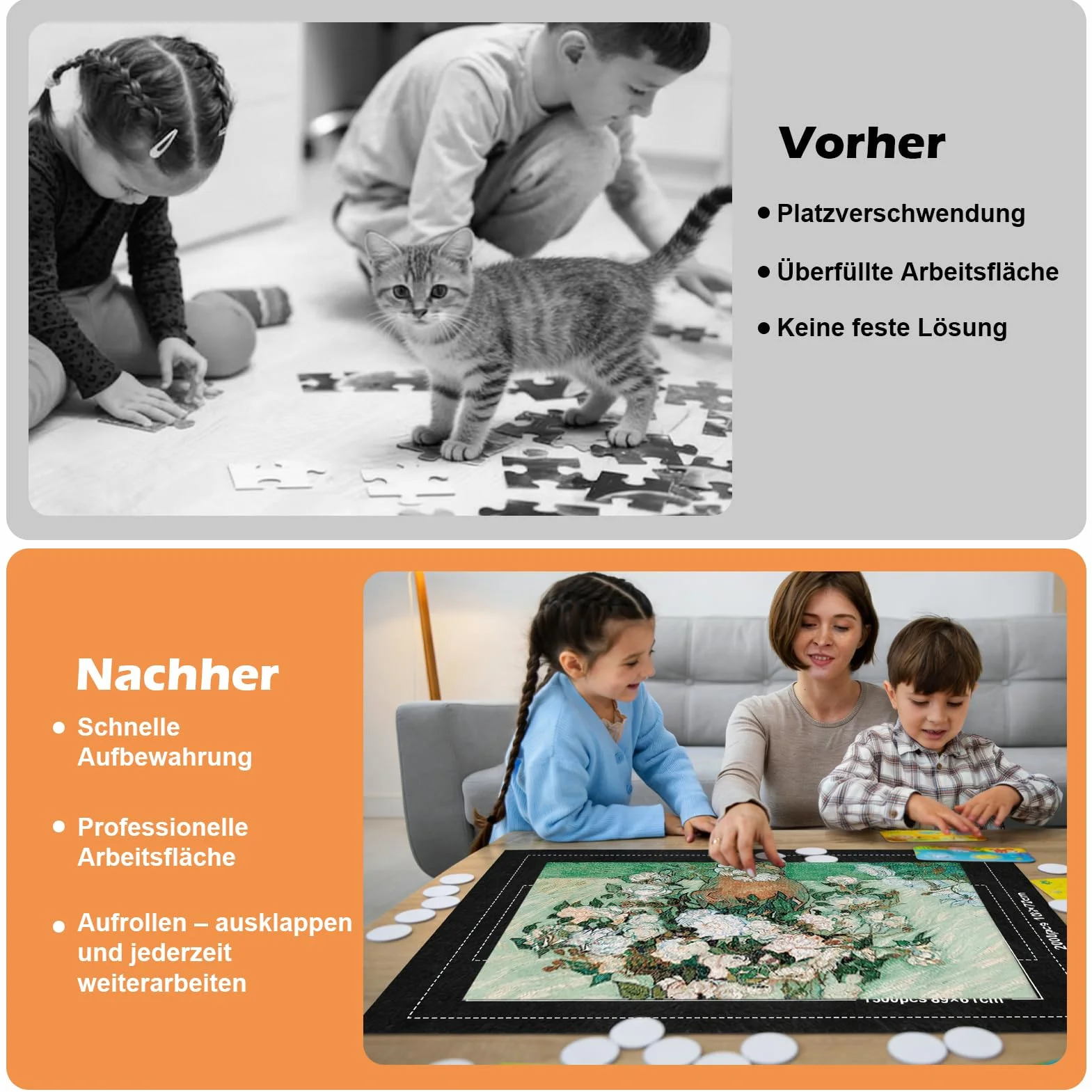 Mata do puzzli, mata do puzzli do 2000 roku, przenośna rolka puzzli, zwijana mata do przechowywania, 1000 elementów, akcesoria do przechowywania i transportu puzzli