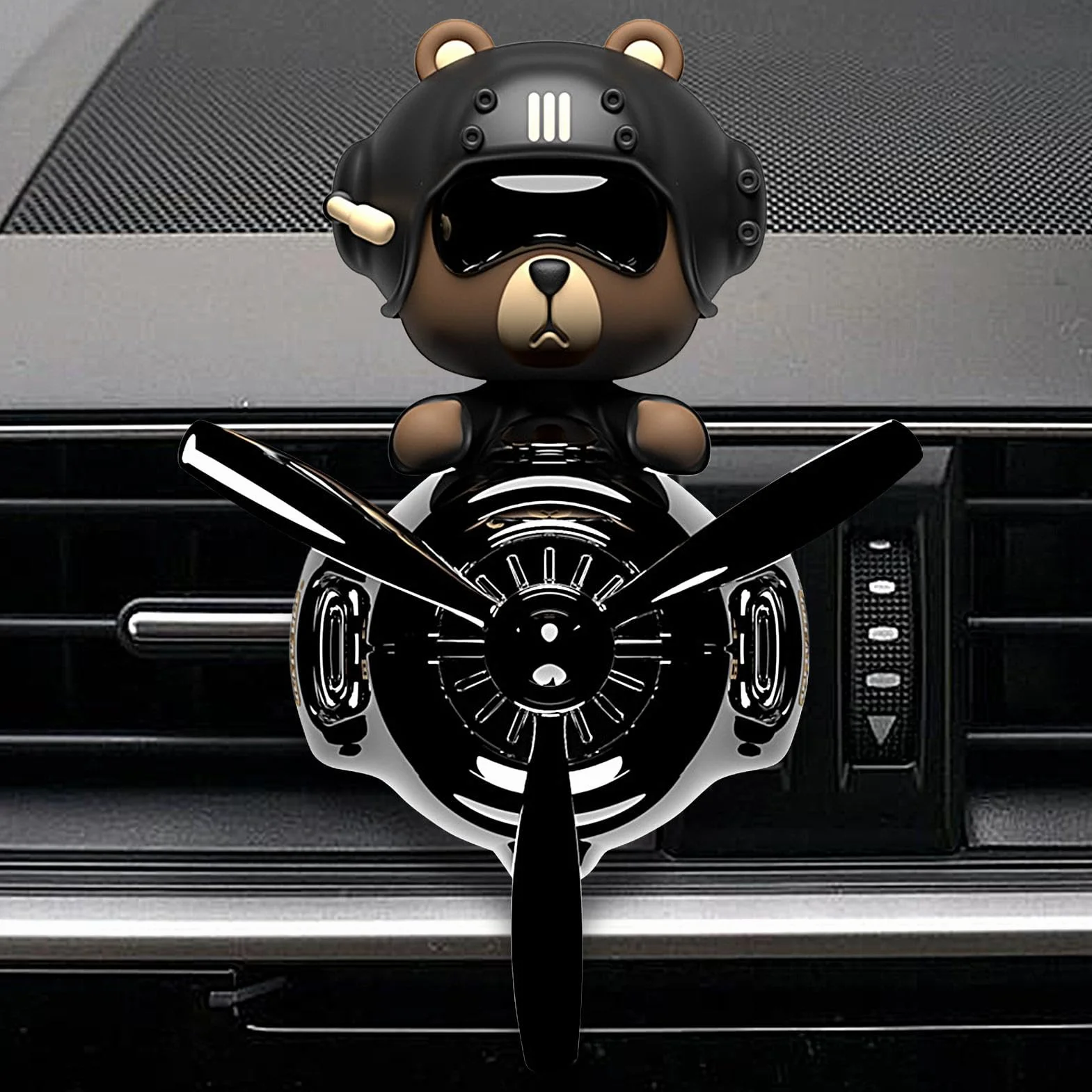 Bear Car Freshener Vent Clip Shaking Head Aromatherapy Diffuser Black