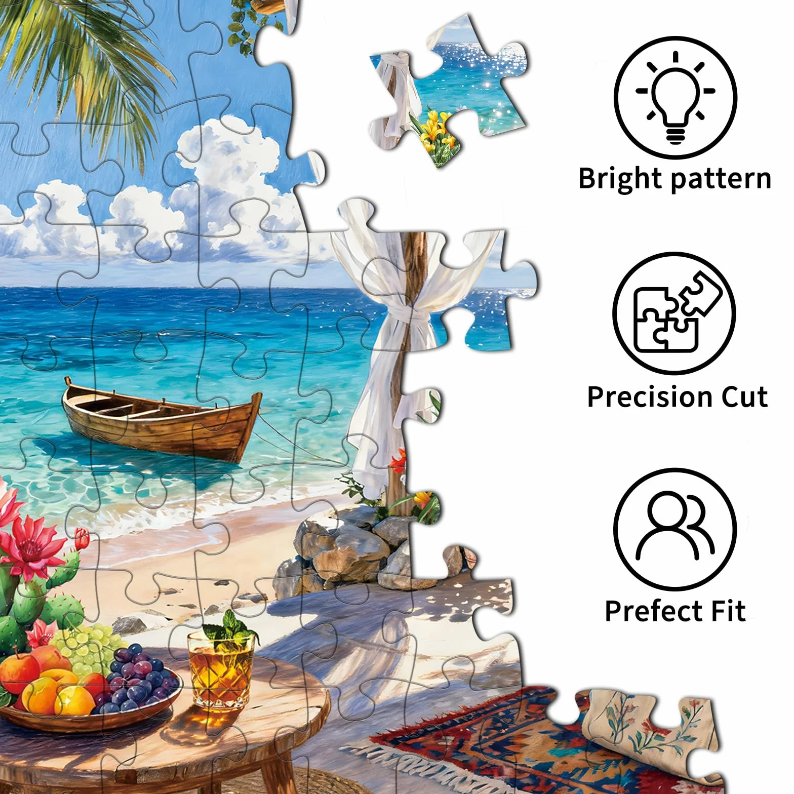 Puzzle 1000 elementów dla dorosłych i dzieci, Impossible Game, prezent z puzzlami, sprytne zagadki, kolorowe puzzle z motywem baru na wyspie