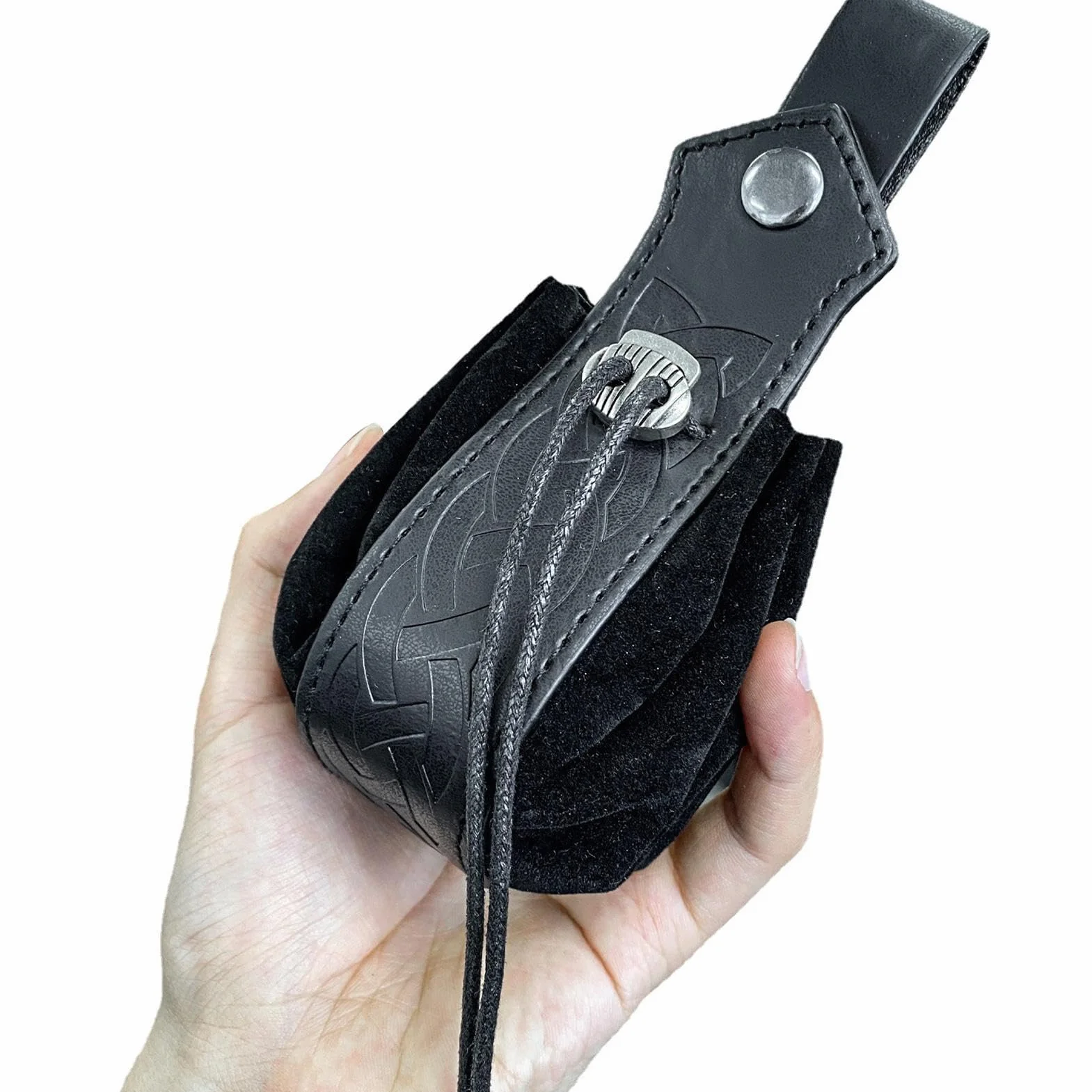 Générique Skórzany na monety | Mała skórzana torebka na monety PU - woreczki ze sznurkiem PU dla mężczyzn kobiet, retro cosplay pas etui na kości 1,57 x 6,3 , czarny, Se référer au