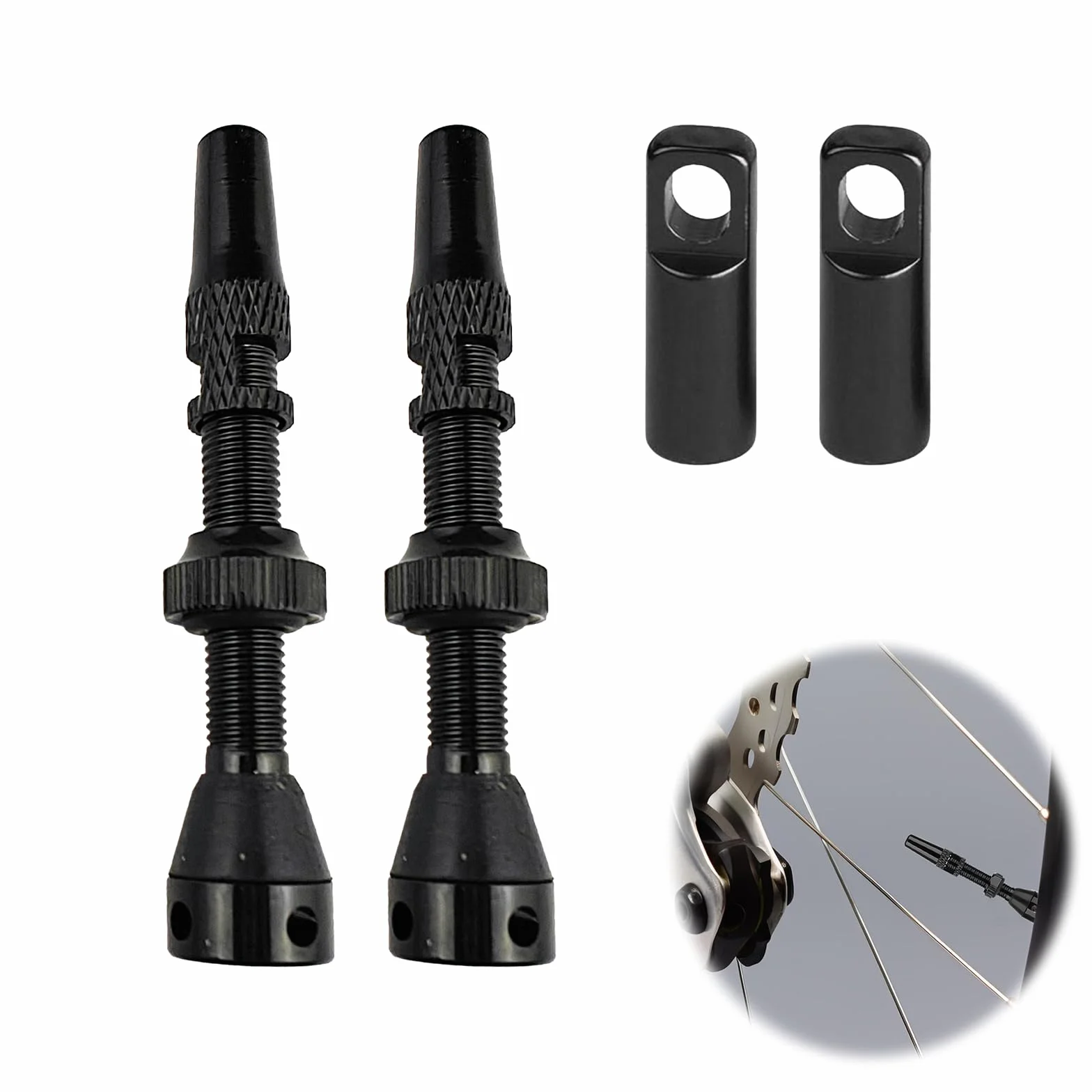 Zawory Presta Tubeless 40 mm, aluminiowy wkład zaworu MTB z narzędziem i kapturkami