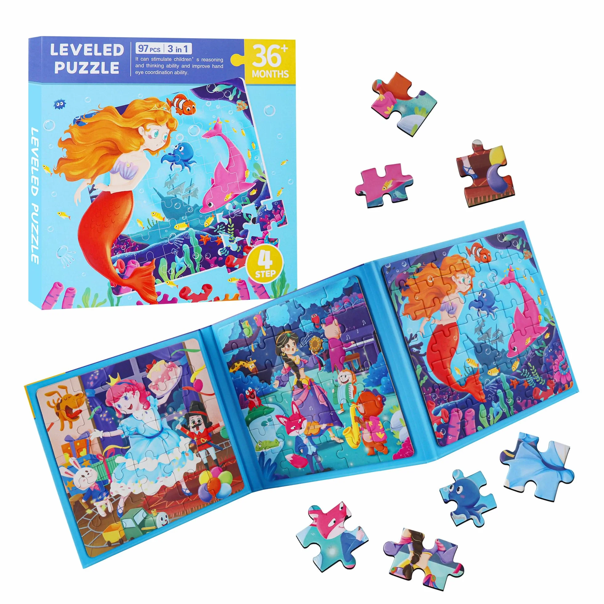 Puzzle dla dzieci, magnetyczne puzzle, bajkowe puzzle dla dzieci, gry podróżne, dla dzieci od 3 lat, zabawka edukacyjna, 97 elementów, magnetyczne puzzle do podróży, dla dzieci, prezent i gry dla