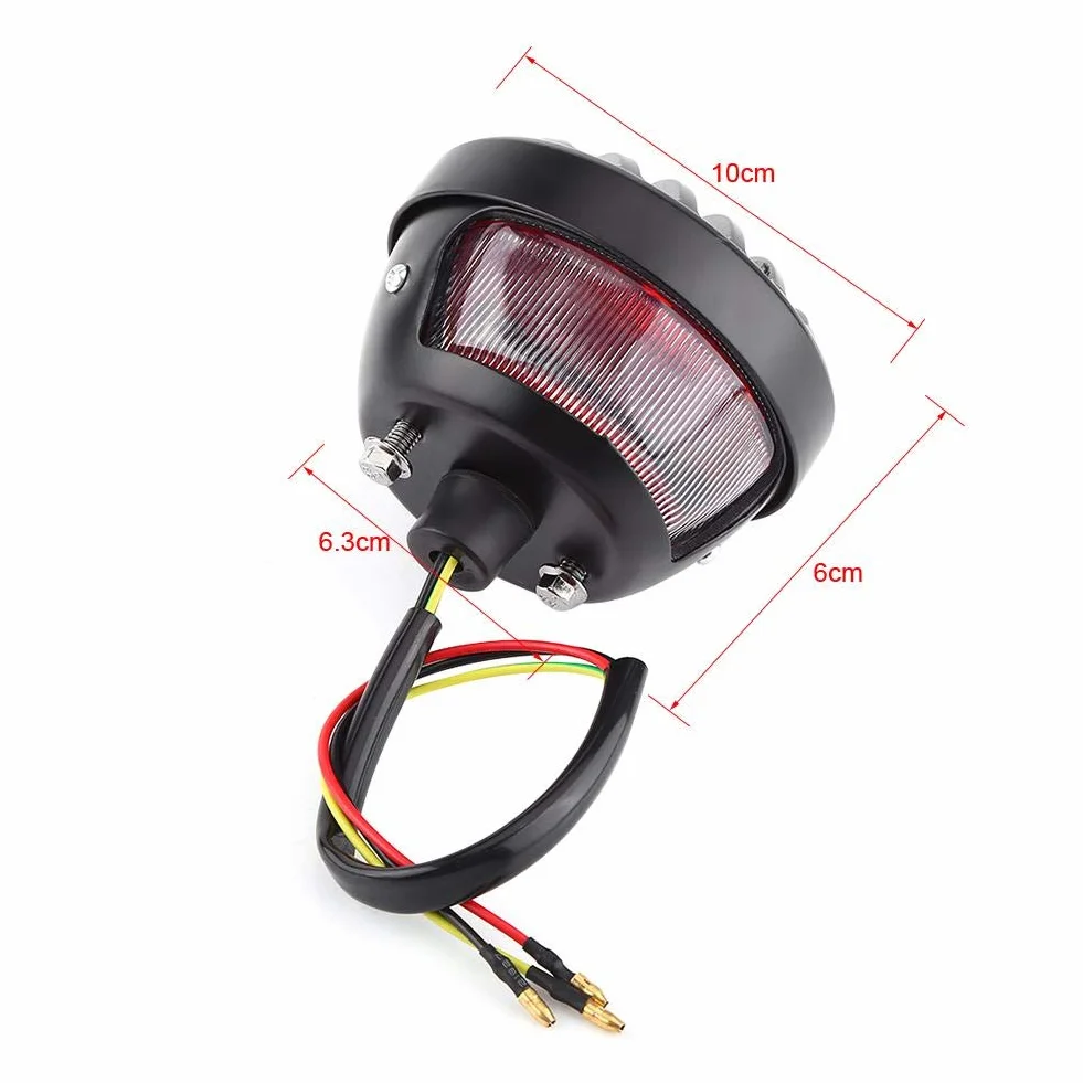 KIMISS Tylne Światło STOP LED Okrągłe Czarne Wodoodporne do Motocykli Bobber Chopper