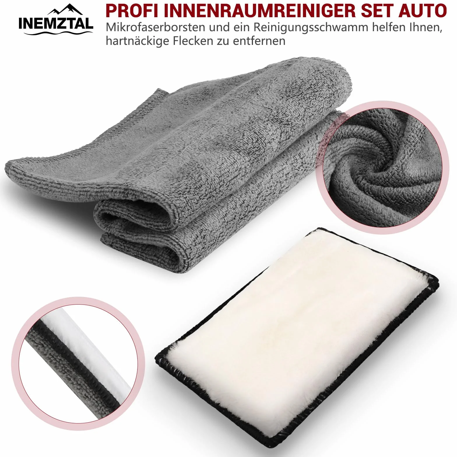 Zestaw do czyszczenia wnętrza samochodu 500 ml ściereczki z mikrofibry 40x40 cm