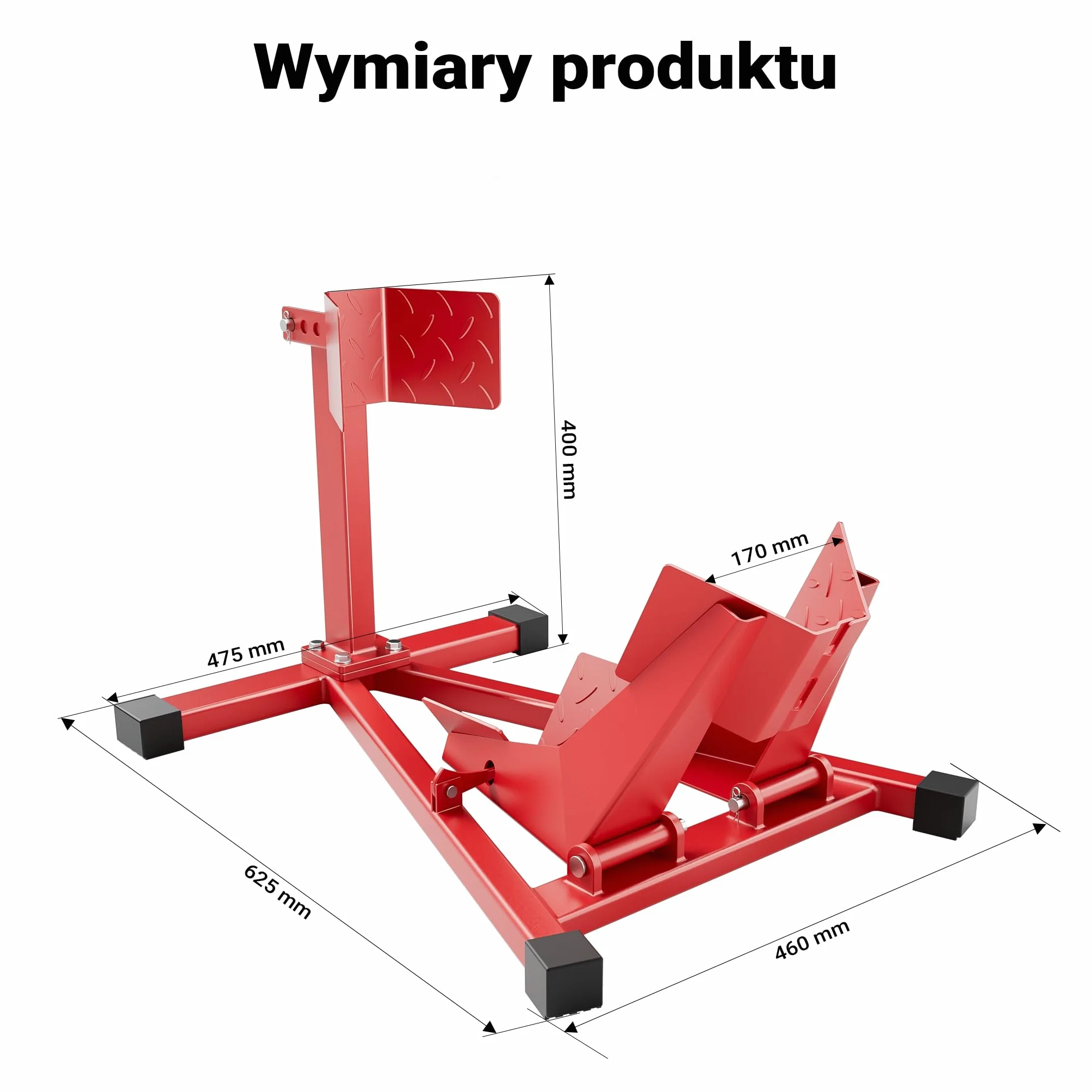 Wiltec Stojak na motocykl o wymiarach 670 x 480 mm do przedniego koła 17-21" o szerokości 60-160 mm, stojak do serwisu koła motocyklu