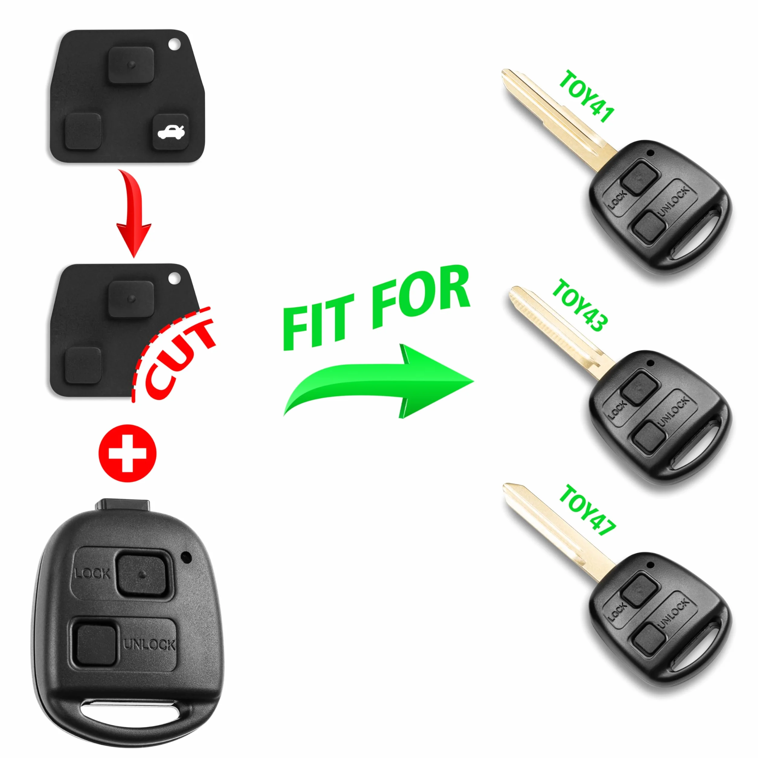 Przyciski Gumki do Kluczyka Obudowa Kompatybilna z Toyota Corolla Avensis Yaris RAV4 Land Cruiser Previa Celica MR2 Estima Tarago Rush Prado