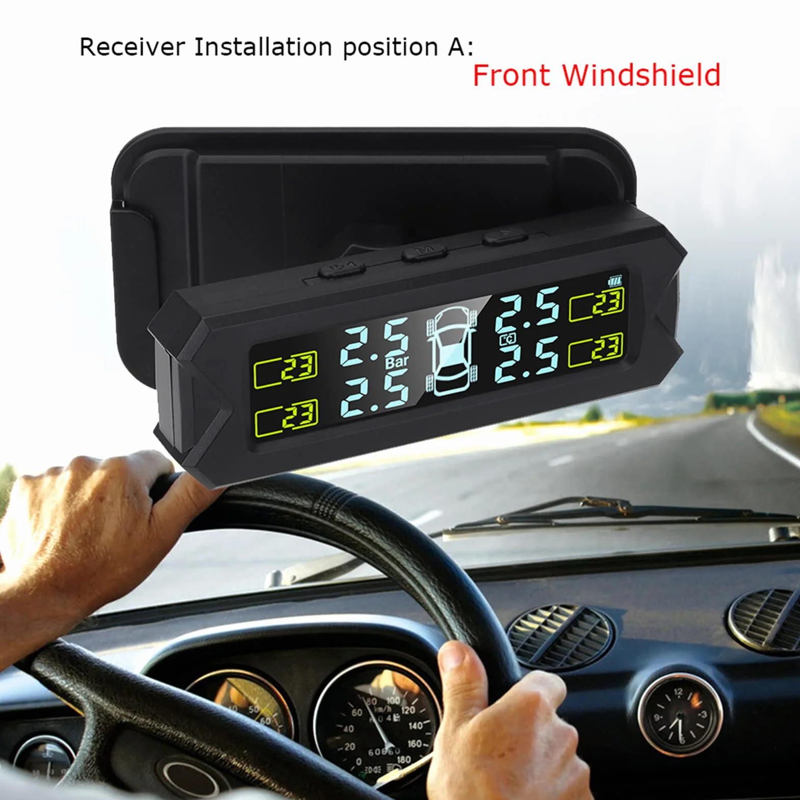 Shkalacar USB/Solar TPMS 0-81 PSI system monitorowania ciśnienia w oponach z 4 czujnikami