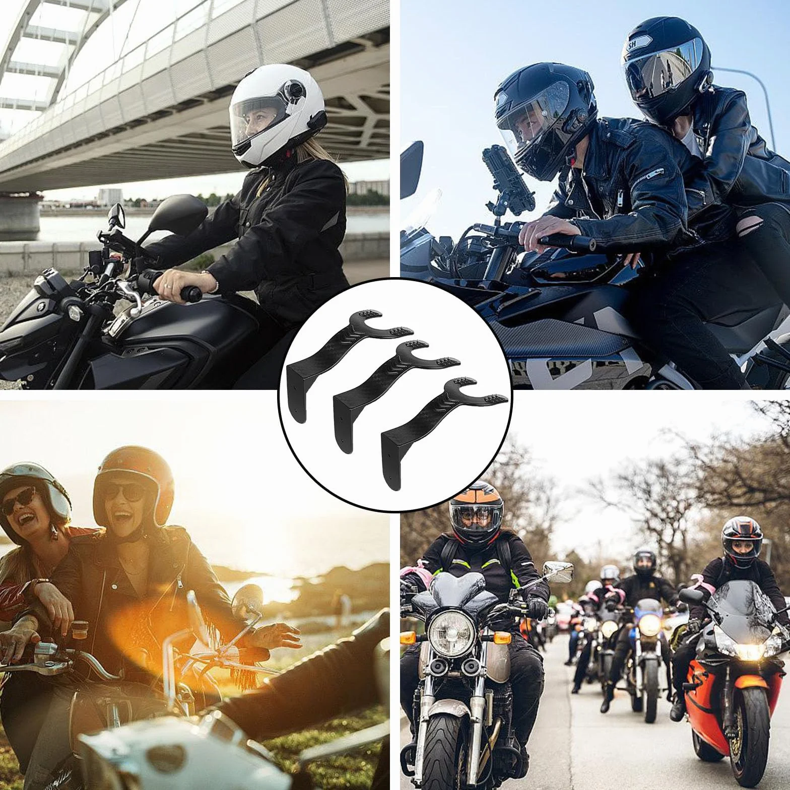 3 sztuki czarnych uchwytów na kask, do montażu na ścianie, na kask, kurtki, czapki, plecaki i szale, do pomieszczeń wystawowych, salonu, korytarza