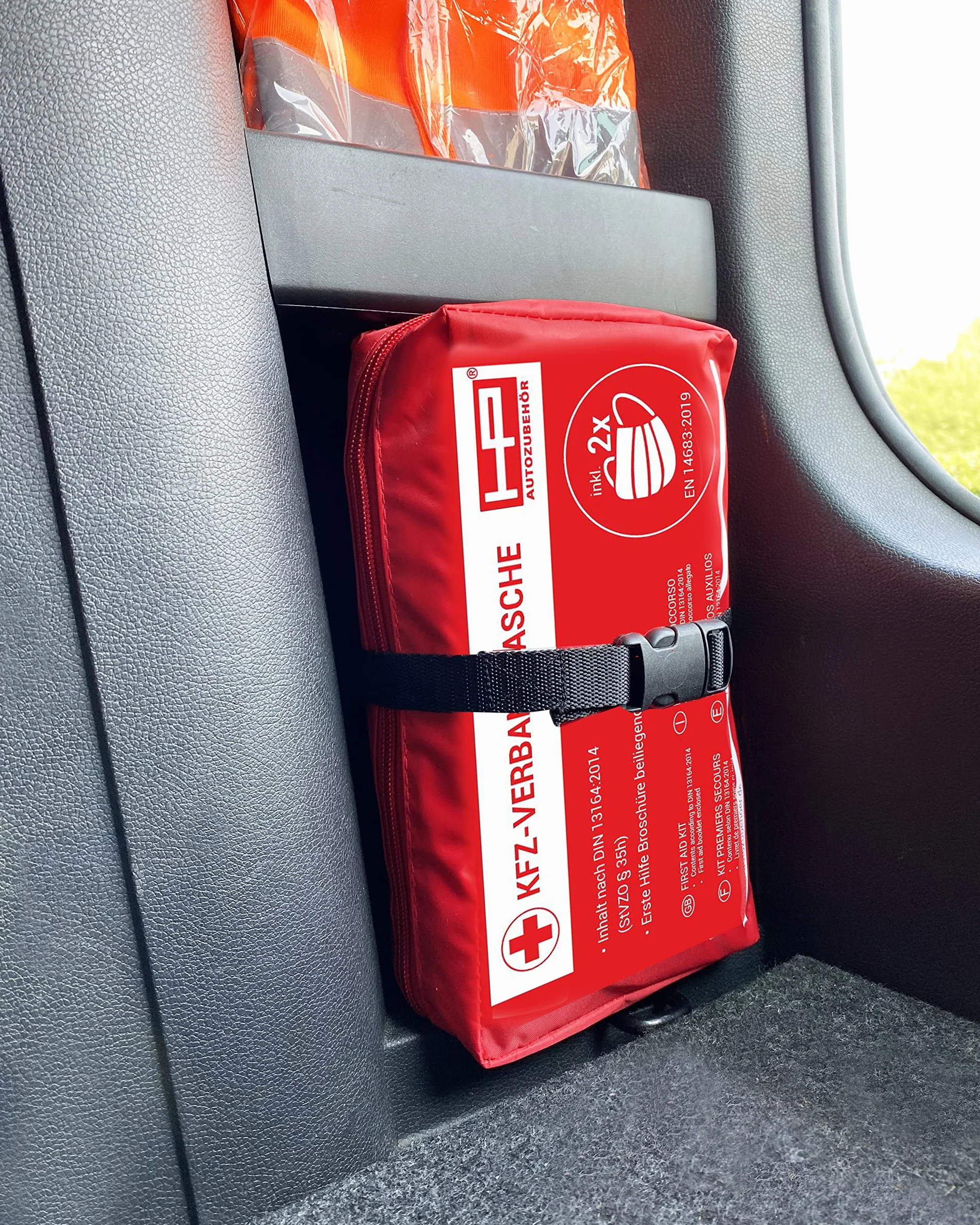 HP Autozubehör 10049 apteczka samochodowa 2022 nowa apteczka pierwszej pomocy, zestaw awaryjny do samochodu, DIN 13164:2022, First Aid Kit czerwona