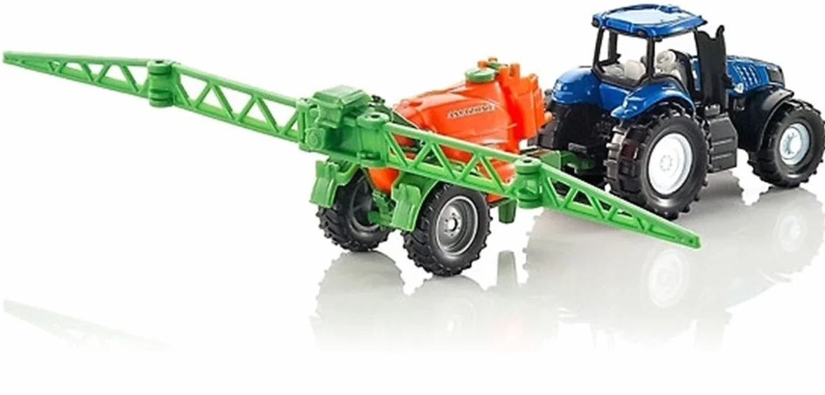 siku 1668, Tractor with Crop Sprayer, Metal/Plastic, Blue/Orange, Movable spray frame