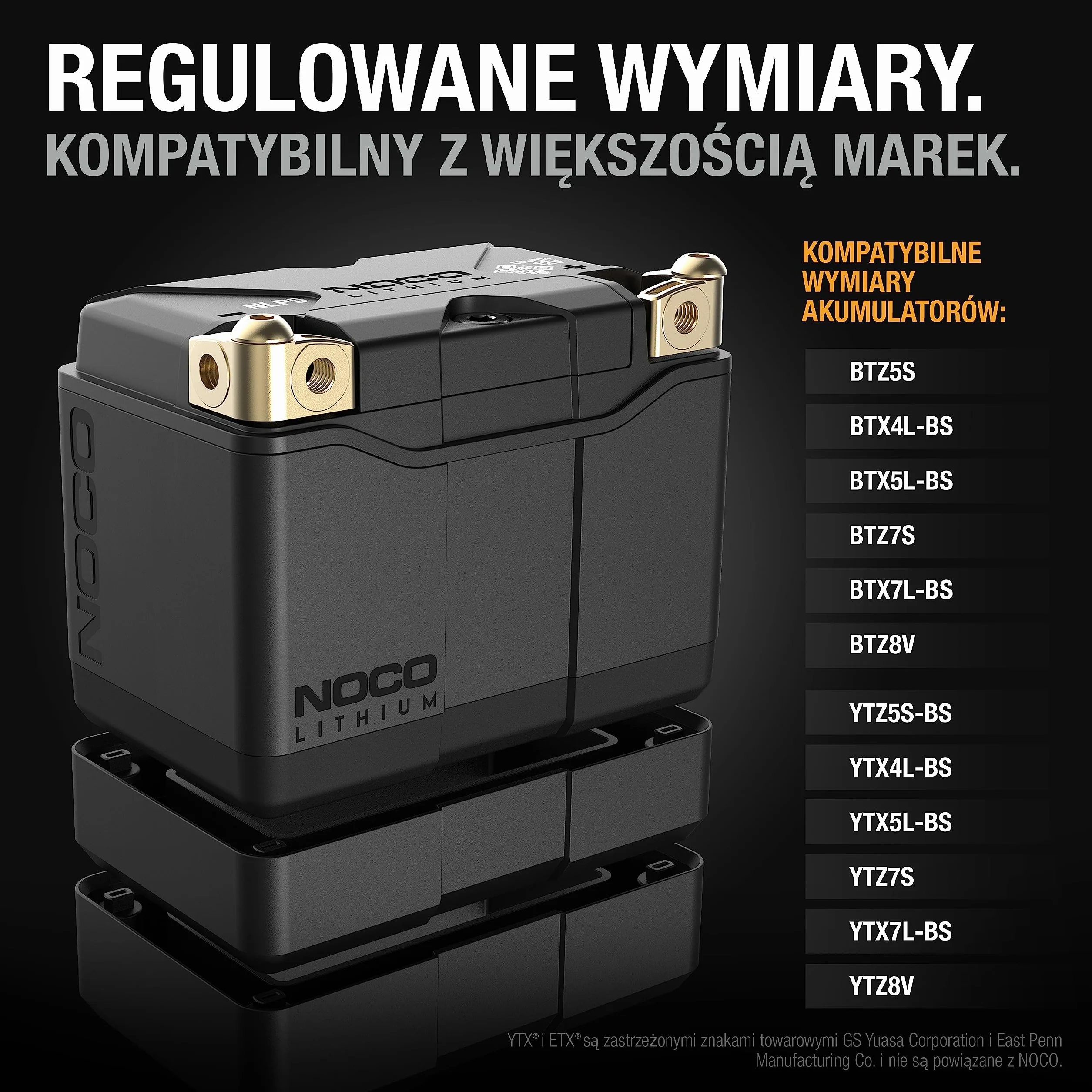 NOCO Lithium NLP5, akumulator motocykl grupy 5 250A, akumulator litowo-jonowa 12V o pojemności 2Ah z dynamicznym modułem BMS do motorów, quadów, skuterów wodnych I skutery śnieżne