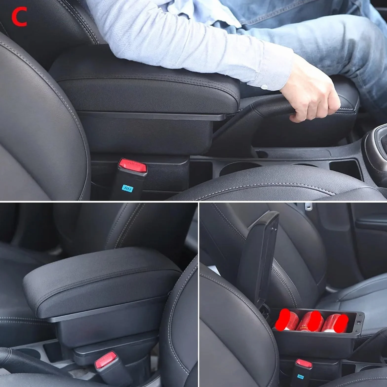 Armsteun Richter Bush Pasuje do Volkswagen Polo 9N3 Podłokietnik Samochodowy Podłokietnik Box 2002-2009 Części do modernizacji Schowek Akcesoria Wnętrza Samochodu USB(B1 Black red 3USB)