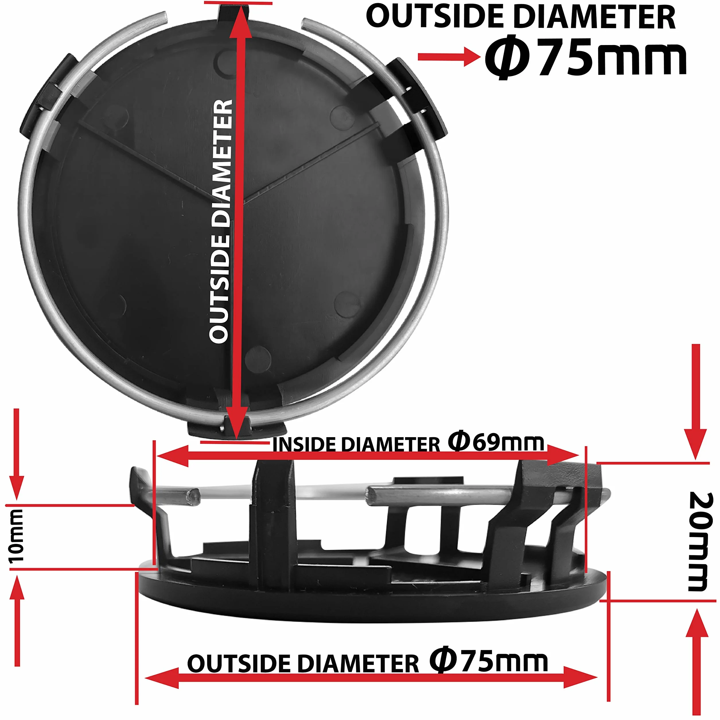 Kołpaki na piasty CM 25 4 x 75 mm kompatybilne z B66470207 B66470200
