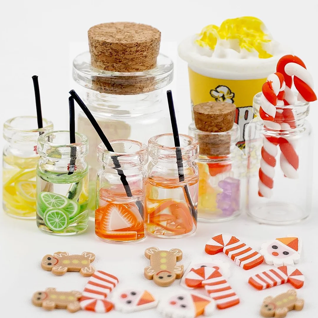 11 sztuk miniaturowe akcesoria do domku dla lalek spożywczych, miniaturowe akcesoria do gnomów, jedzenie i picie, miniaturowe cukierki mini jedzenie, zestaw akcesoriów kuchennych do dekoracji