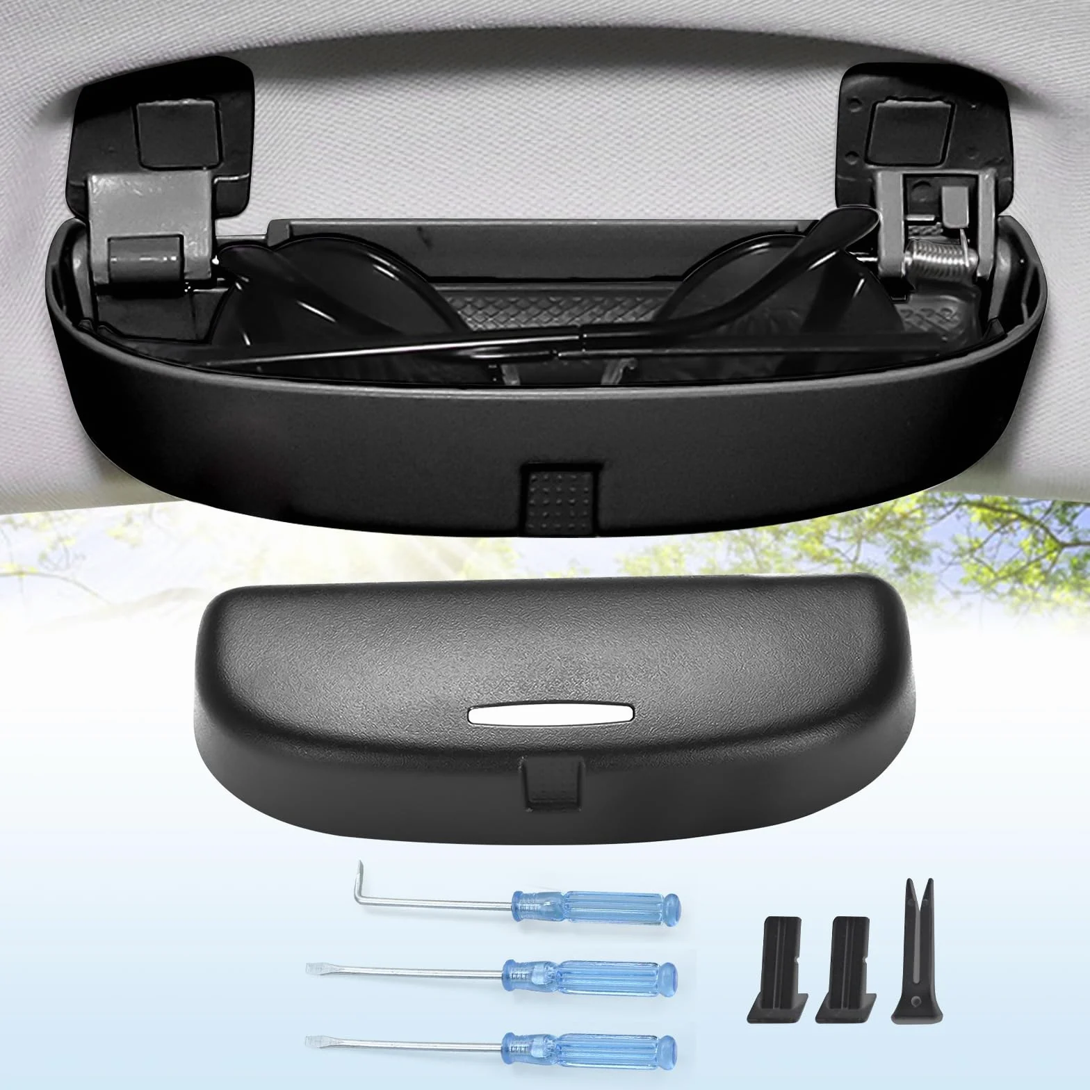 Samochodowe etui na okulary kompatybilne z VW Golf 7 7.5 2013-2019 VW Tiguan 2 2016-2023, uchwyt na okulary przeciwsłoneczne, pudełko do przechowywania okularów, VW Golf 7, akcesoria, etui na