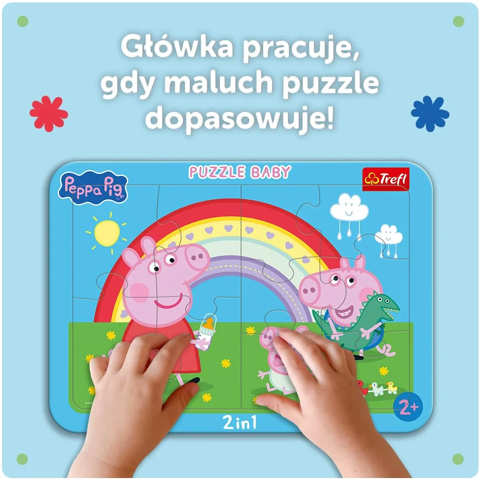 Trefl - Peppa Pig - Mała Peppa - Puzzle Ramkowe Baby 2w1 dla dzieci od 2. roku życia
