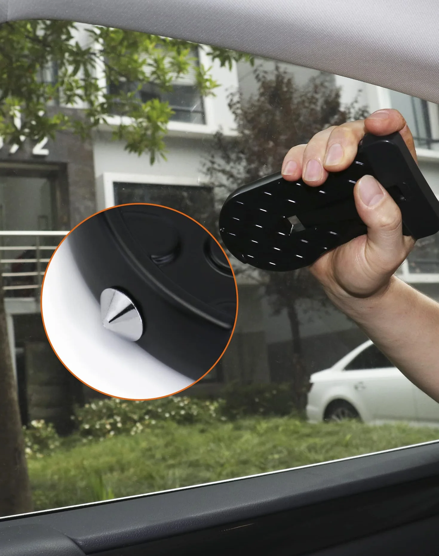 QWORK® krok drzwi samochodu składana drabina składana pedał drzwi samochodu, z młotkiem bezpieczeństwa, wielofunkcyjny dla większości SUV jeep truck mini pojazdów