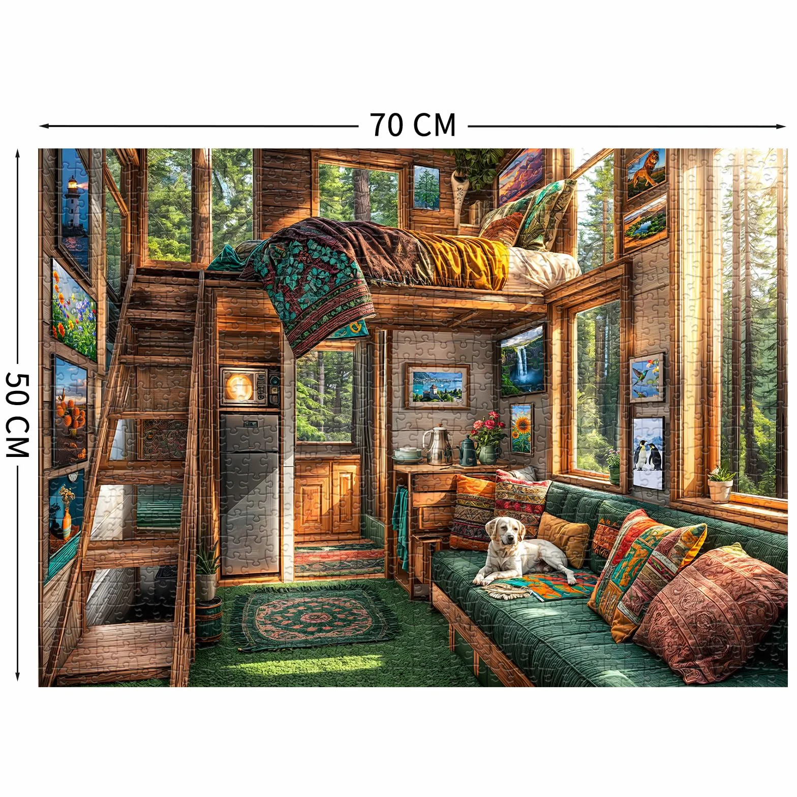 Puzzle 1000 elementów dla dorosłych i dzieci, Impossible Game, prezent z puzzlami, sprytne zagadki, kolorowe puzzle z motywem domku leśnego