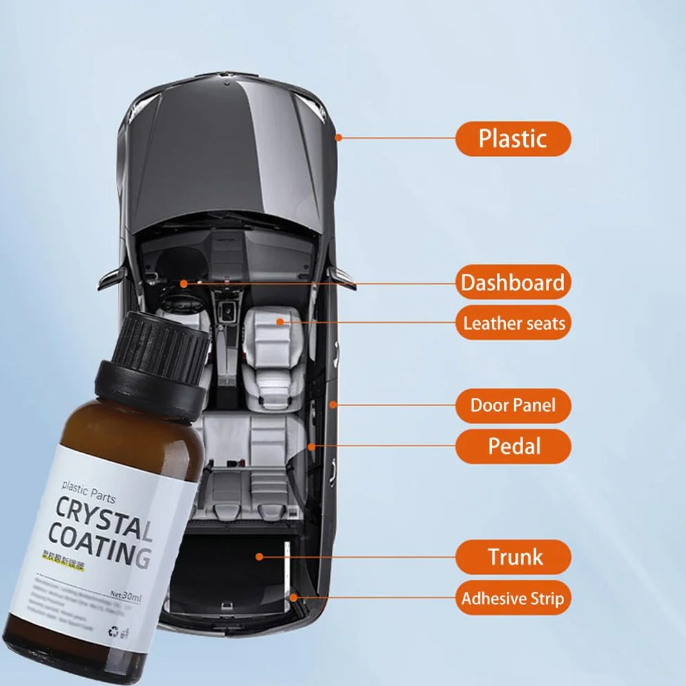 Plastic Parts Refurbish Agent, Crystal Coating for Car, With Sponge, Crystal Coating Plastic Restorer Interior and Exteriorm Refurbish Agent, Deep Maintenance Of Your Car (3)