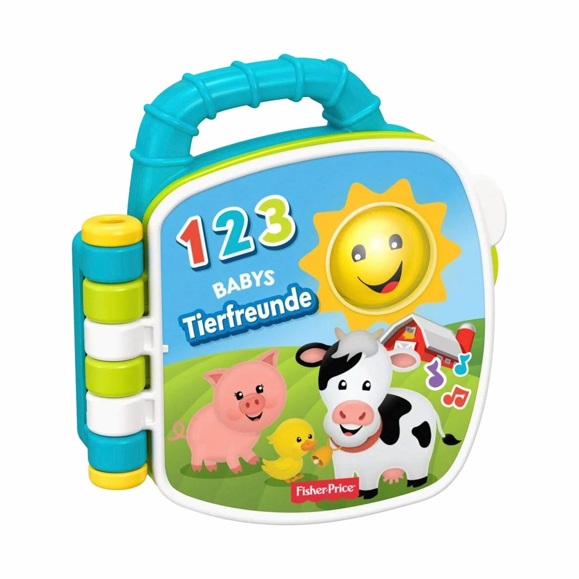 Fisher-Price GFP31 - „Ucz się i śmiej!” przenośna muzyczna książeczka, dla niemowląt i małych dzieci w wieku 6–36 miesięcy