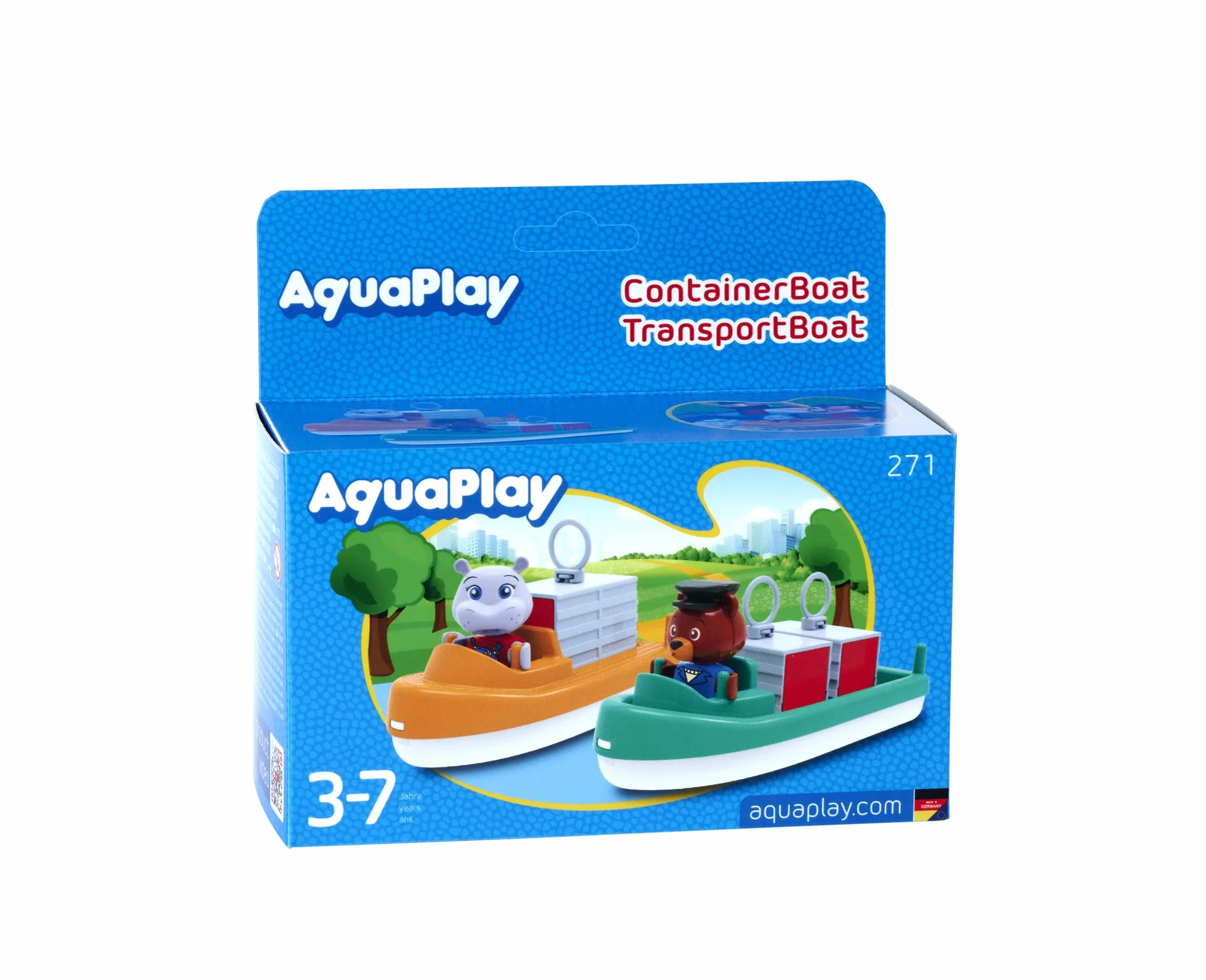 AquaPlay - Kontener i łódź transportowa - akcesoria do wodociągów AquaPlay lub do wanny, 2 łodzie, kontenerów i BO i Wilma, dla dzieci od 3 lat, 8700000271, kolorowy