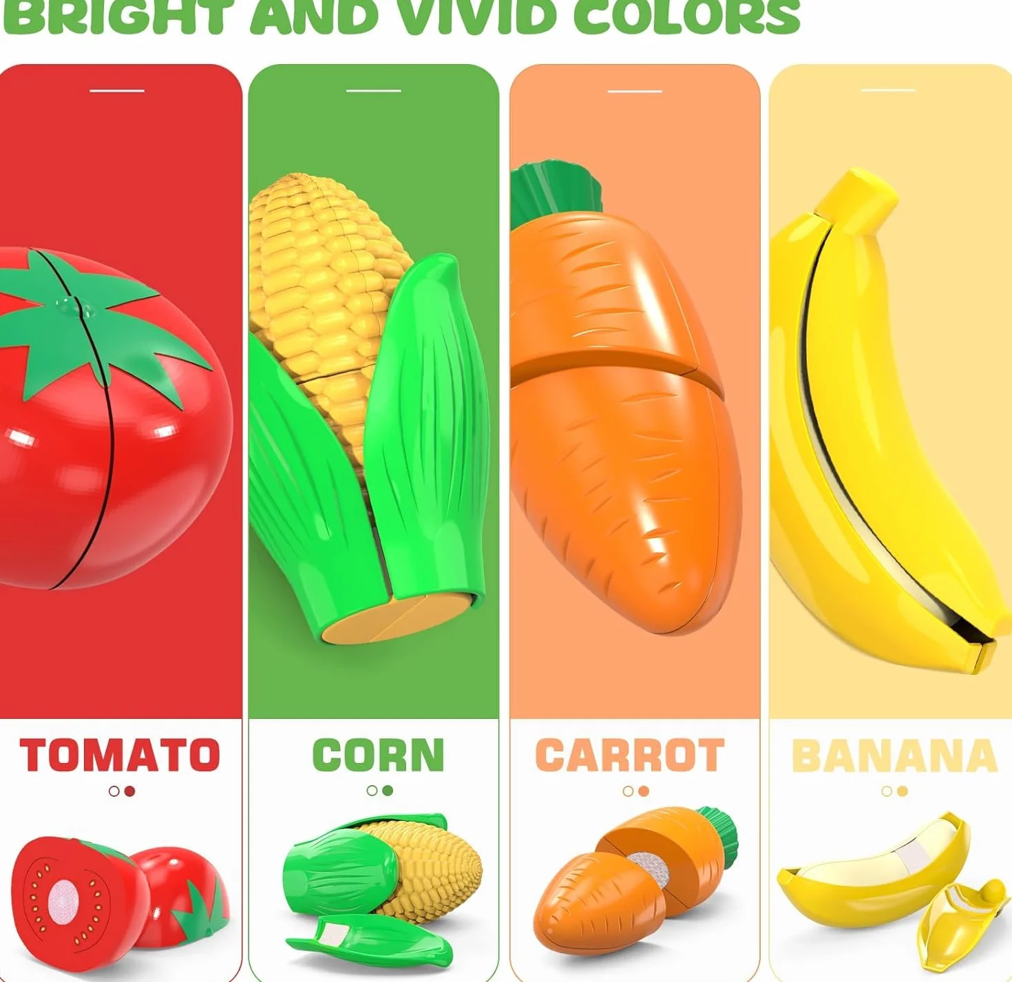 Cutting Play Food Toys for Kids, Pretend Play Kitchen Accessories