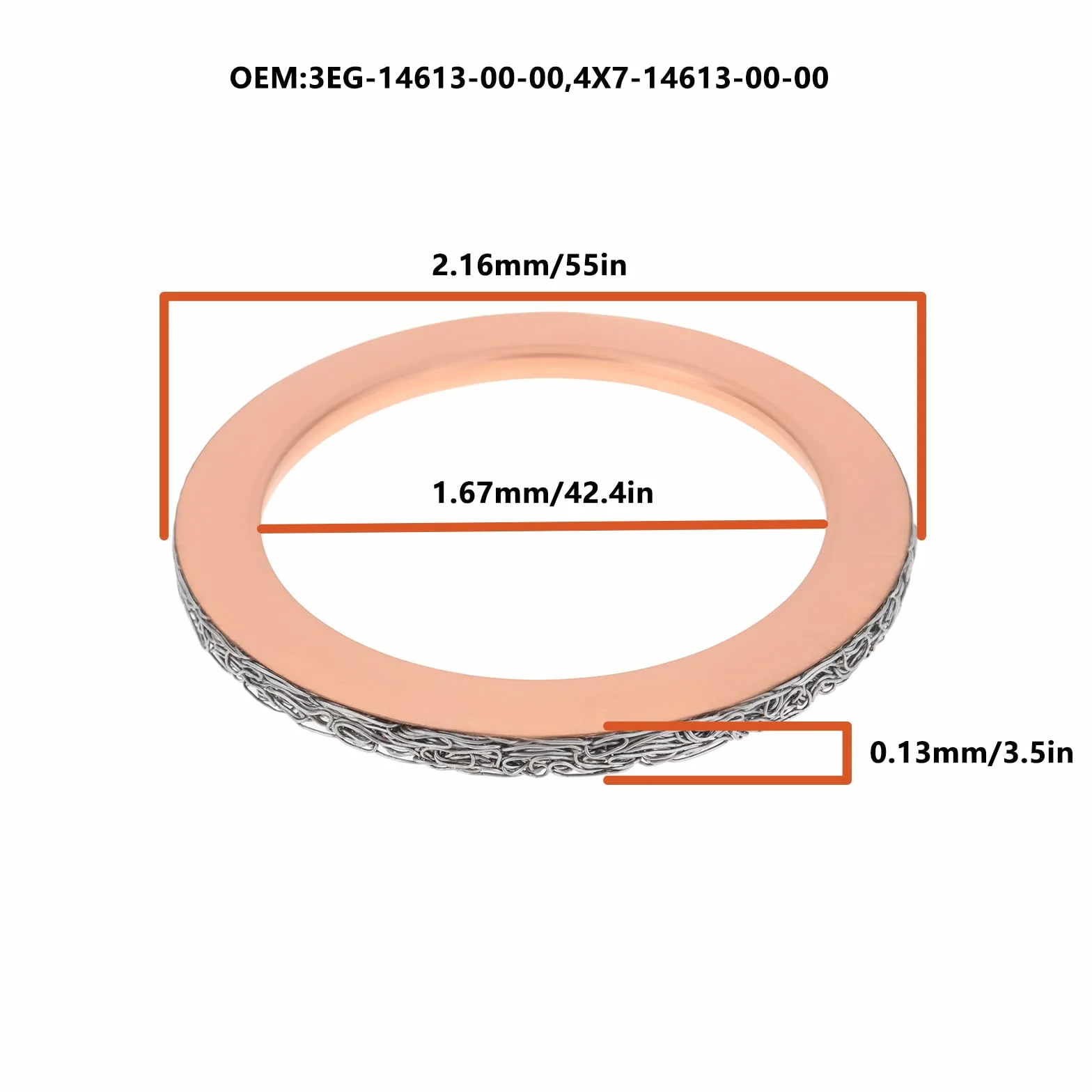 2 szt. uszczelka wydechowa 55 x 42,4 x 3,5 mm 3EG-14613-00-00 4X7-14613-00-00 kompatybilna z Yamaha