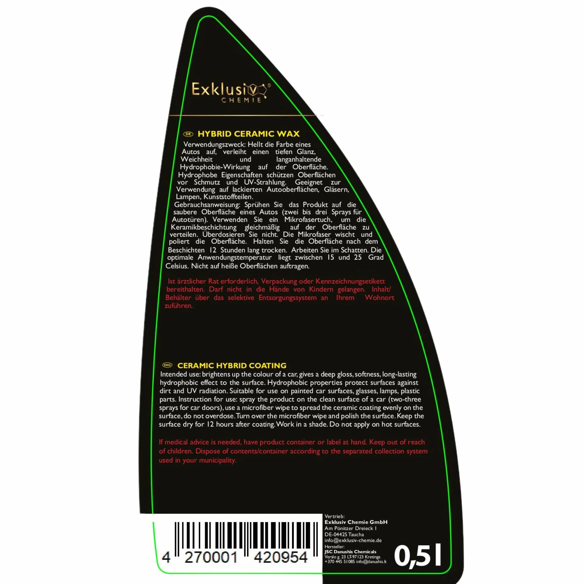 Exklusiv Chemie Ceramic hybrydowy uszczelniacz 500 ml powłoka ceramiczna samochodowa politura