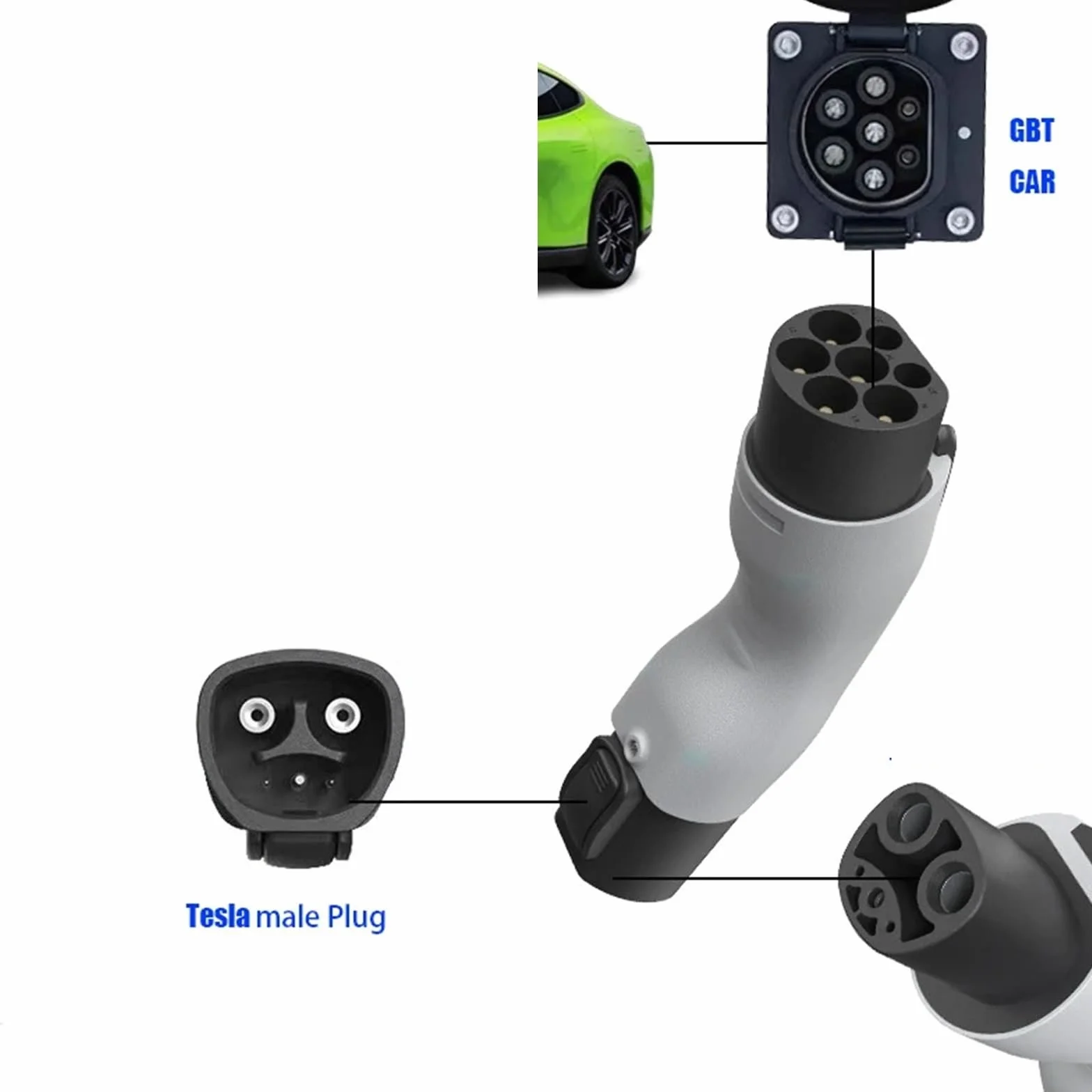 Adapter EV Typ 1 do stacji ładującej GBT Typ ładowania 2 do GBT Szybkie ładowanie do GBT dla wszystkich(Tesla to GBT)