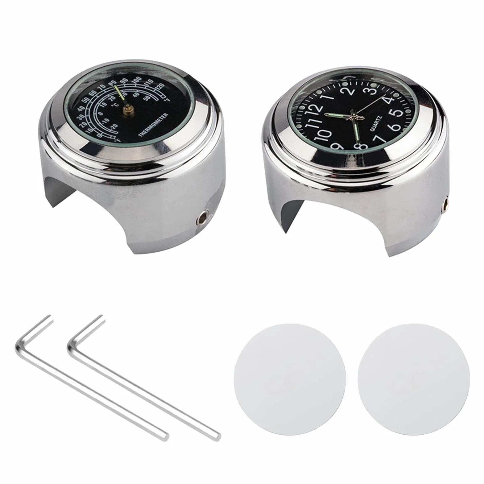 Shkalacar Kierownica motocykla zegar i termometr - wodoodporny zegarek cyfrowy montowany na kierownicy 22 mm-25,4 mm (7/8 cala-1 cala)