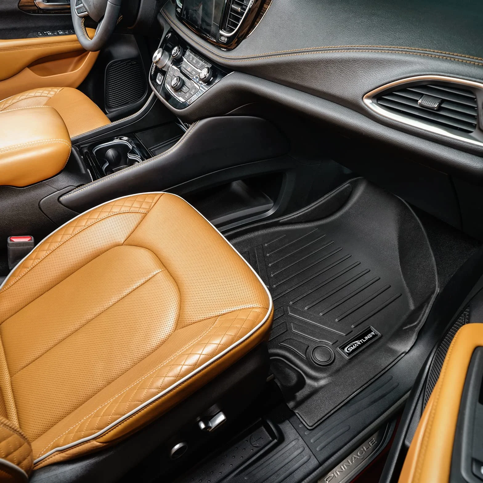 SMARTLINER Dopasowany do wszystkich warunków pogodowych 2-rzędowy i cargo Liner czarny zestaw mat podłogowych kompatybilny z modelami Chrysler Pacifica Hybrid Limited 2021-2023