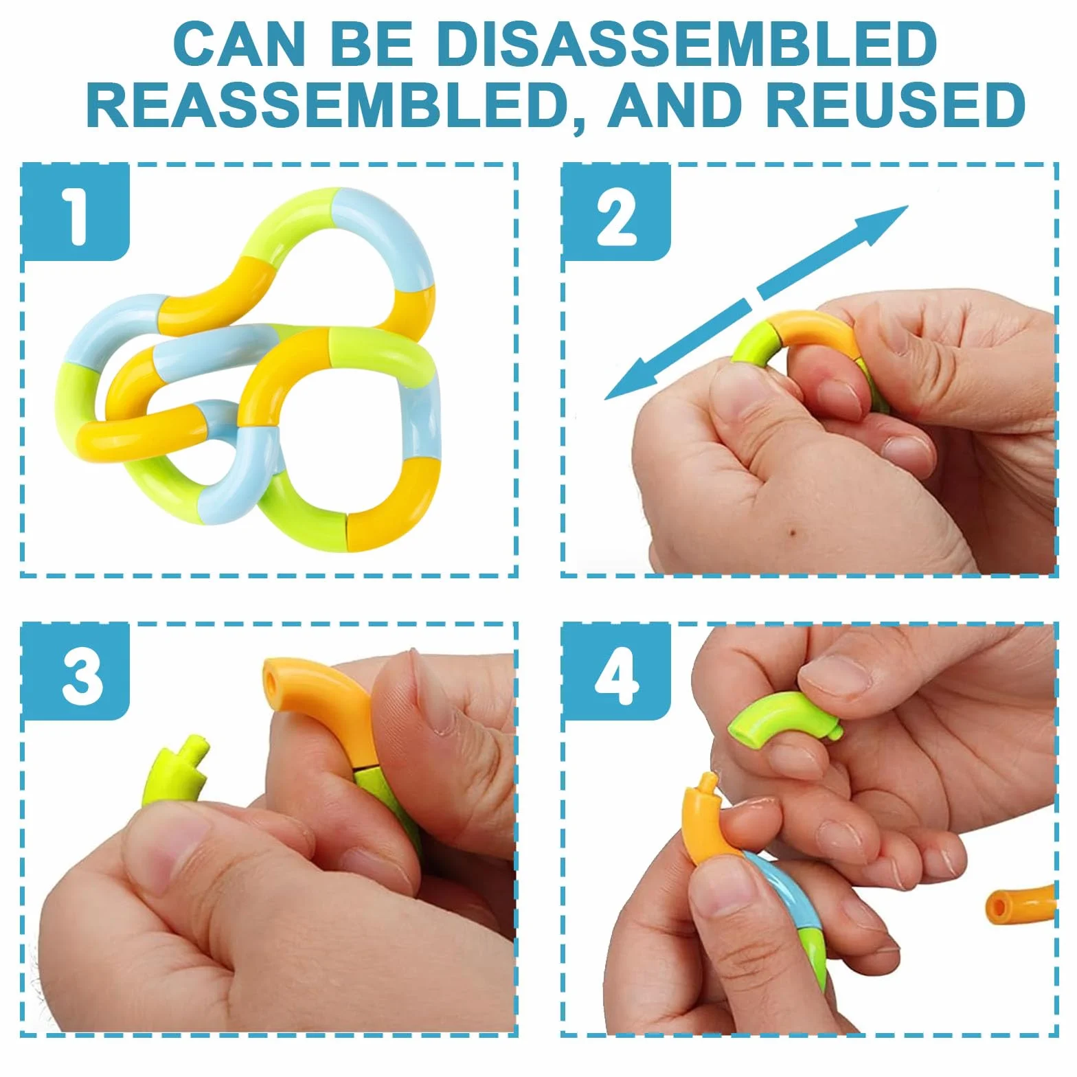 GWAWG 5 szt. Tangle Fidget Toy Twisty Toy wąż zabawki dekompresja stres ulga cicha dla dzieci i dorosłych