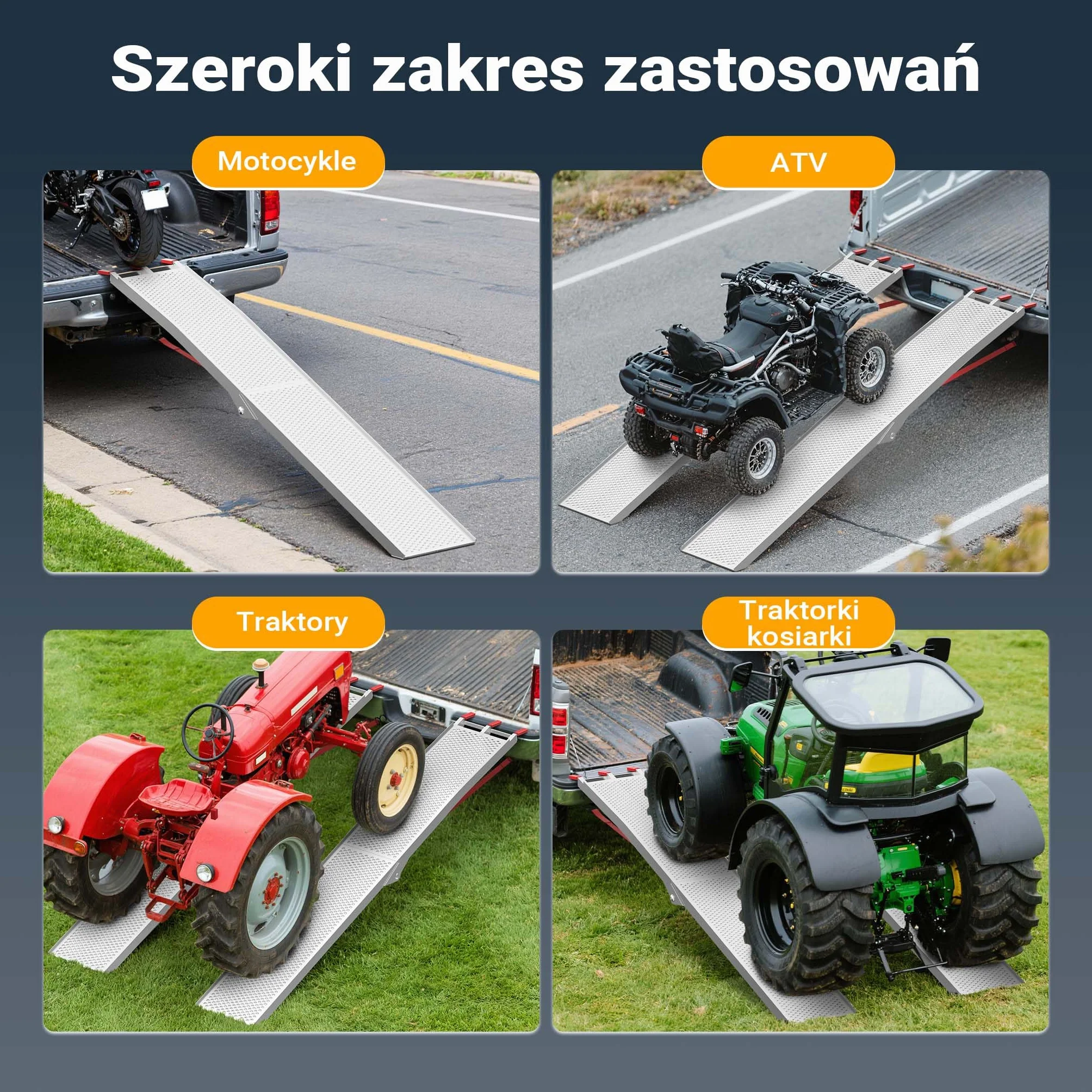 Wiltec Składany najazd aluminiowy 215 cm 340 kg do quadów i motocykli