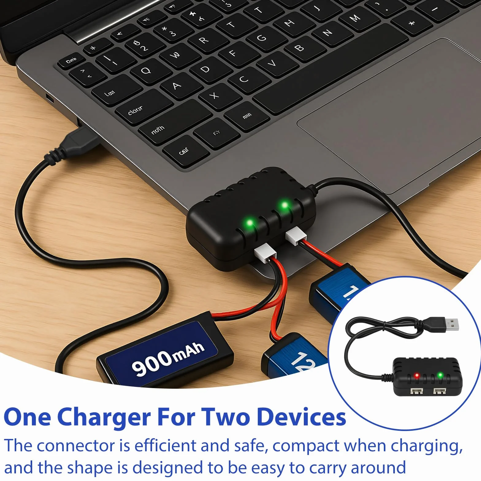 Ładowarka 7,4 V Lipo - z kablem USB do szybkiego ładowania 2 w 1