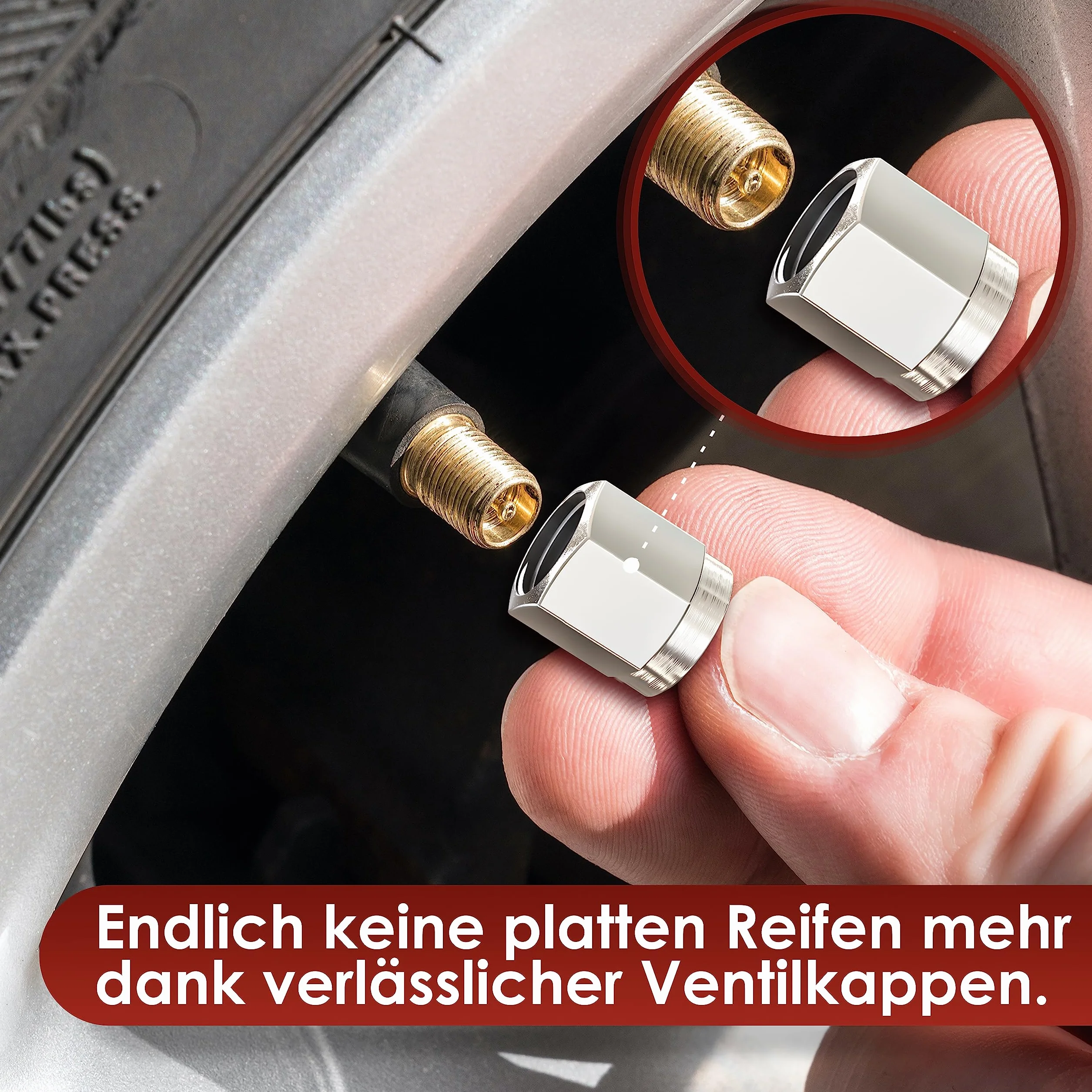 WEIDEBACH® Aluminiowe sześciokątne korki zaworu, 10 pak, korki samochodowe, anty-poślizgowe korki rowerowe, korki rowerowe, korki samochodowe, osłony zaworu, korki opon, VALVECAPS-METAL-10PCS-WB