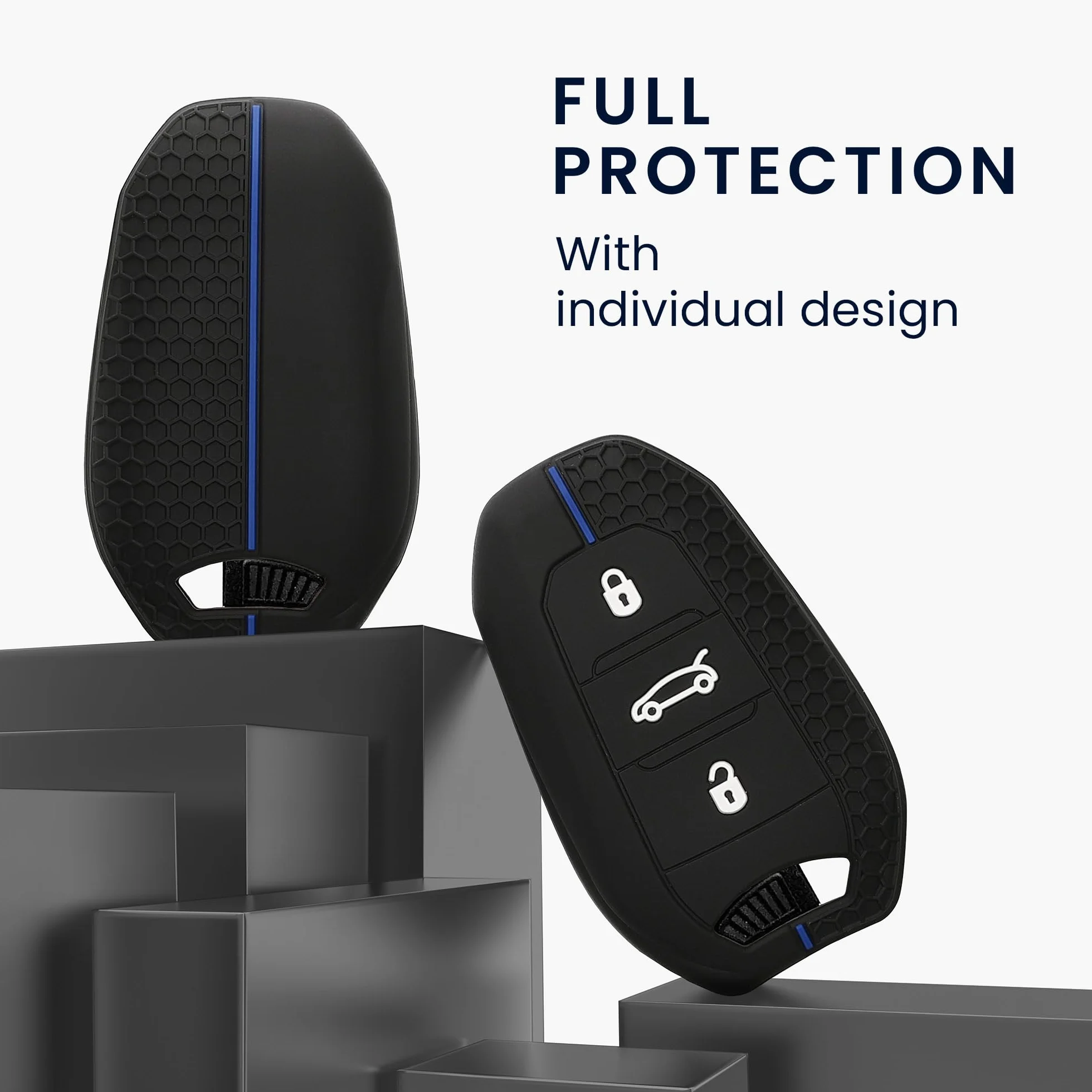 kwmobile Silikonowe etui ochronne na kluczyk samochodowy Peugeot Citroen 3-przyciskowy Keyless Go czarny