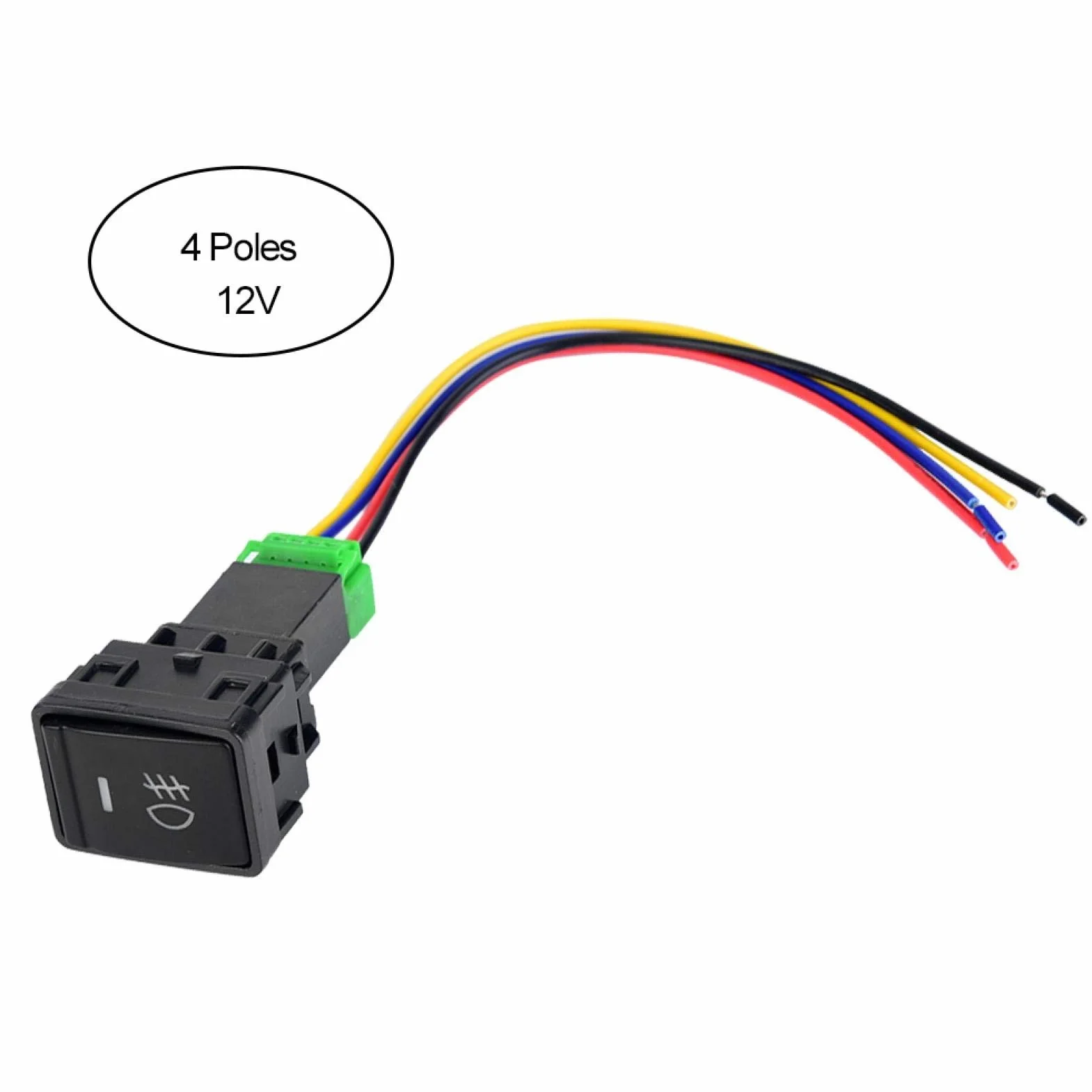 Przełącznik wciskany chwilowy 12V LED 4-biegunowy PVC
