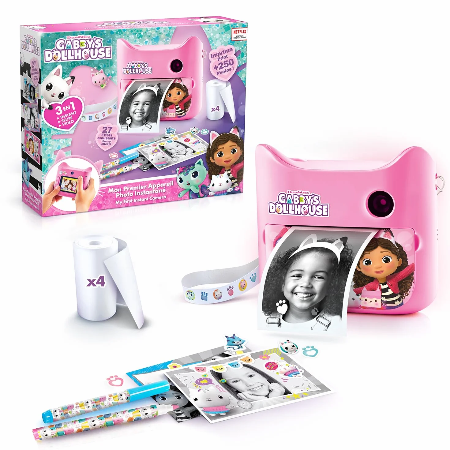 Canal Toys - Photo Creator- Gabby and the Magic House-Aparat do natychmiastowego drukowania-z 4 rolkami papieru i 4 flamastrami - bez tuszu - bankomat 005