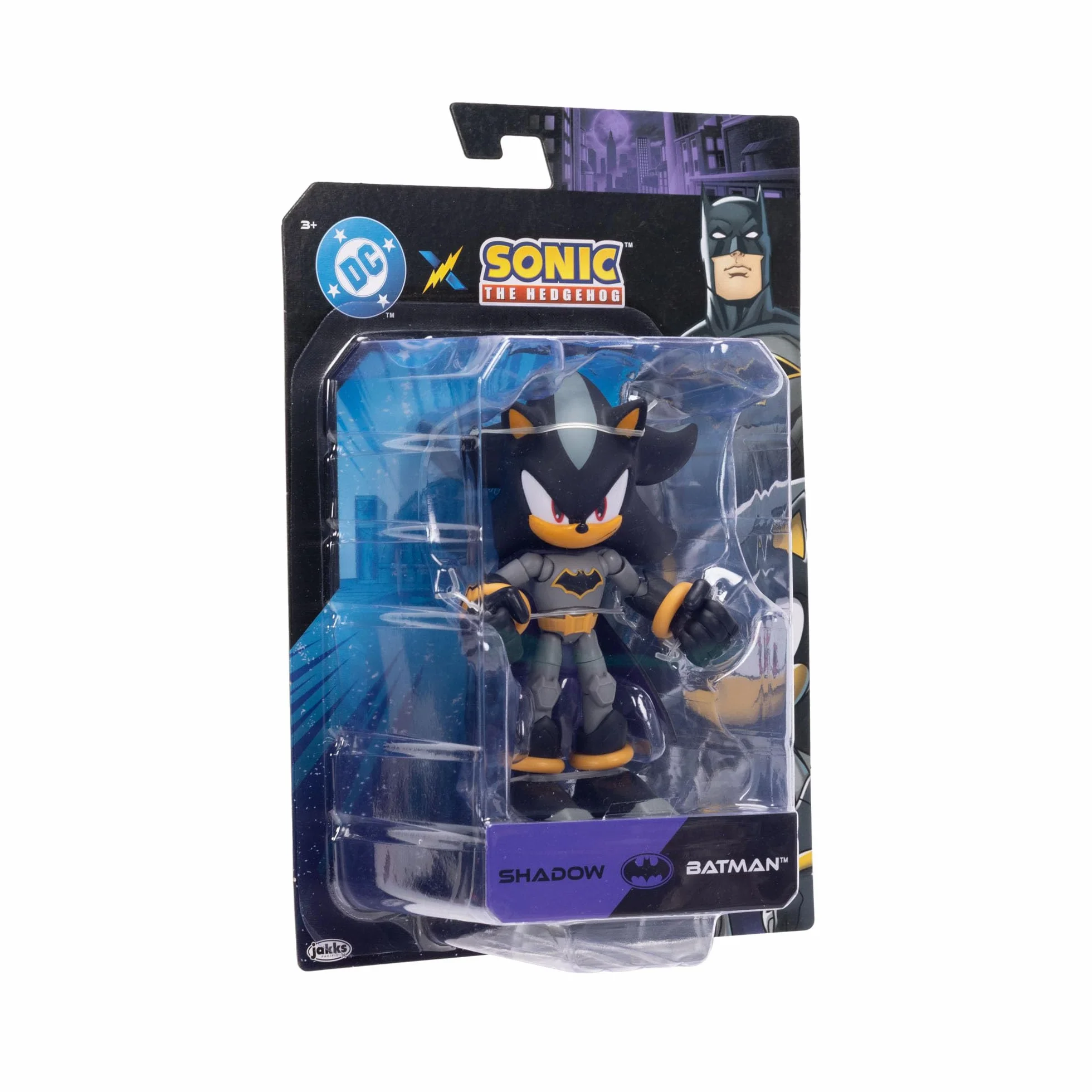 Figurka akcji DC x Sonic Shadow jako Batman 5" / 13 cm, oficjalna licencja Jakks Pacific, niezwykle szczegółowa i wyprofilowana konstrukcja, opakowanie kolekcjonerskie