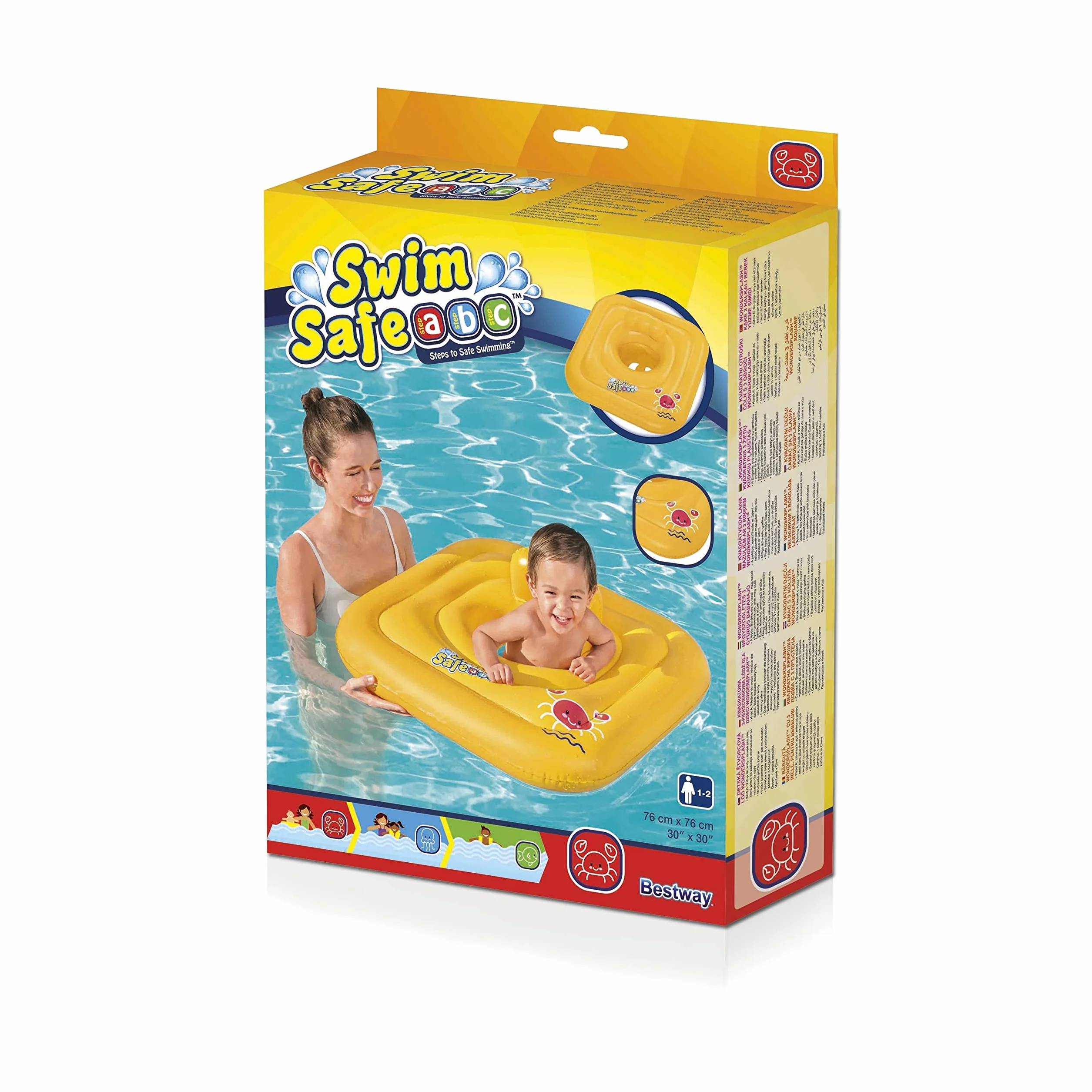 BESTWAY - Koło ratunkowe z siedziskiem Swim Safe A - Nadmuchiwane - 32050N - Żółte - Winyl - 65cm x 26cm - Bezpieczeństwo Dziecka - Zabawa na świeżym powietrzu - Basen - Dziecko - Od 6 miesiąca życia