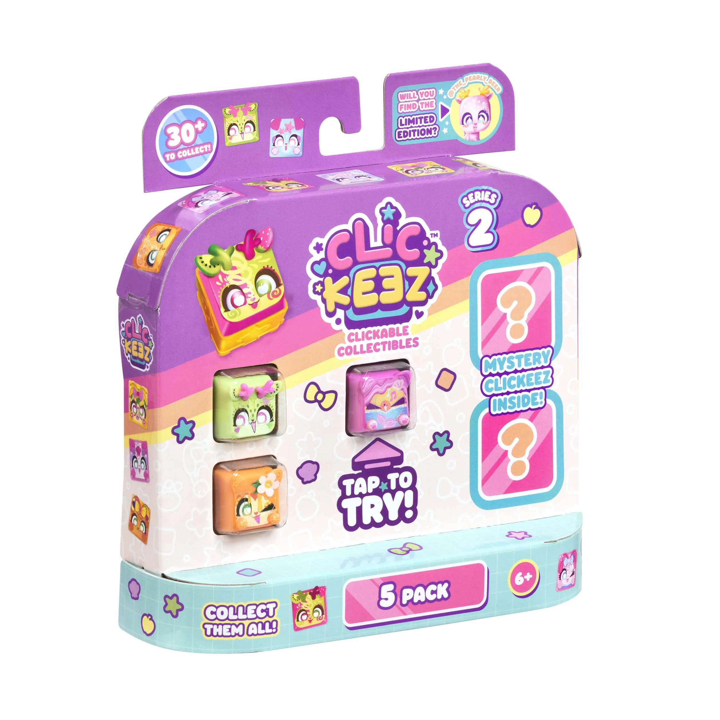 Goliath - CLICKEEZ Multipack Series 2 - 5 figurek klawiszy Kawaii z kliknięciem - nasadka na klucze - zabawka Fidget Toy - sensoryczna zabawka z efektem ASMR - 30+ modeli kolekcjonerskich - od 6 lat