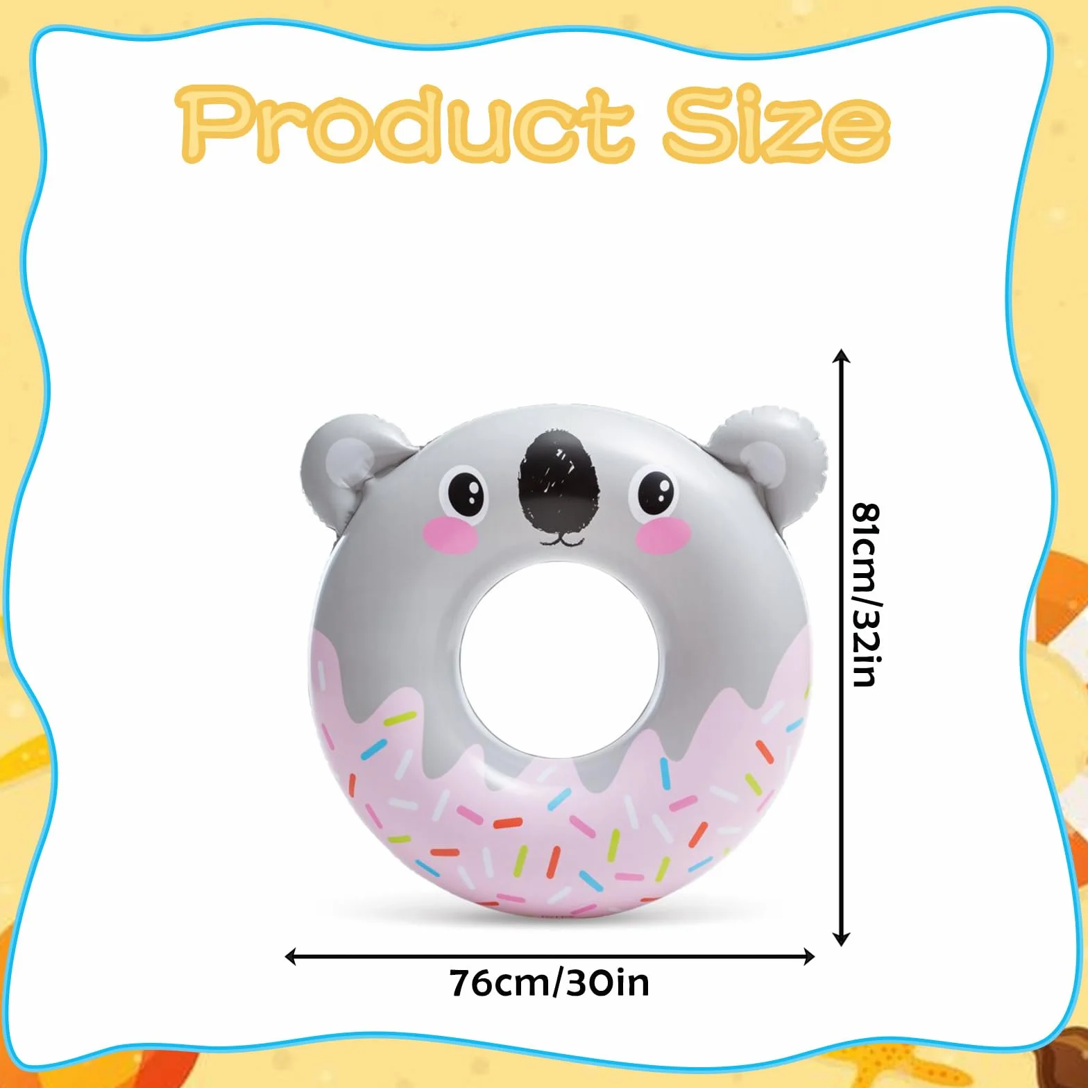 1 sztuka nadmuchiwanego koła do pływania w kształcie pączka, 76 cm, koala / foka/jednorożec, zabawka dmuchana, duże koło do pływania, dla dorosłych, dzieci, na lato, na basen, imprezę na plaży, na