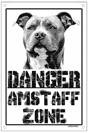 Danger AMSTAFF Tablica rejestracyjna znak metalu uwaga pies (20x30)