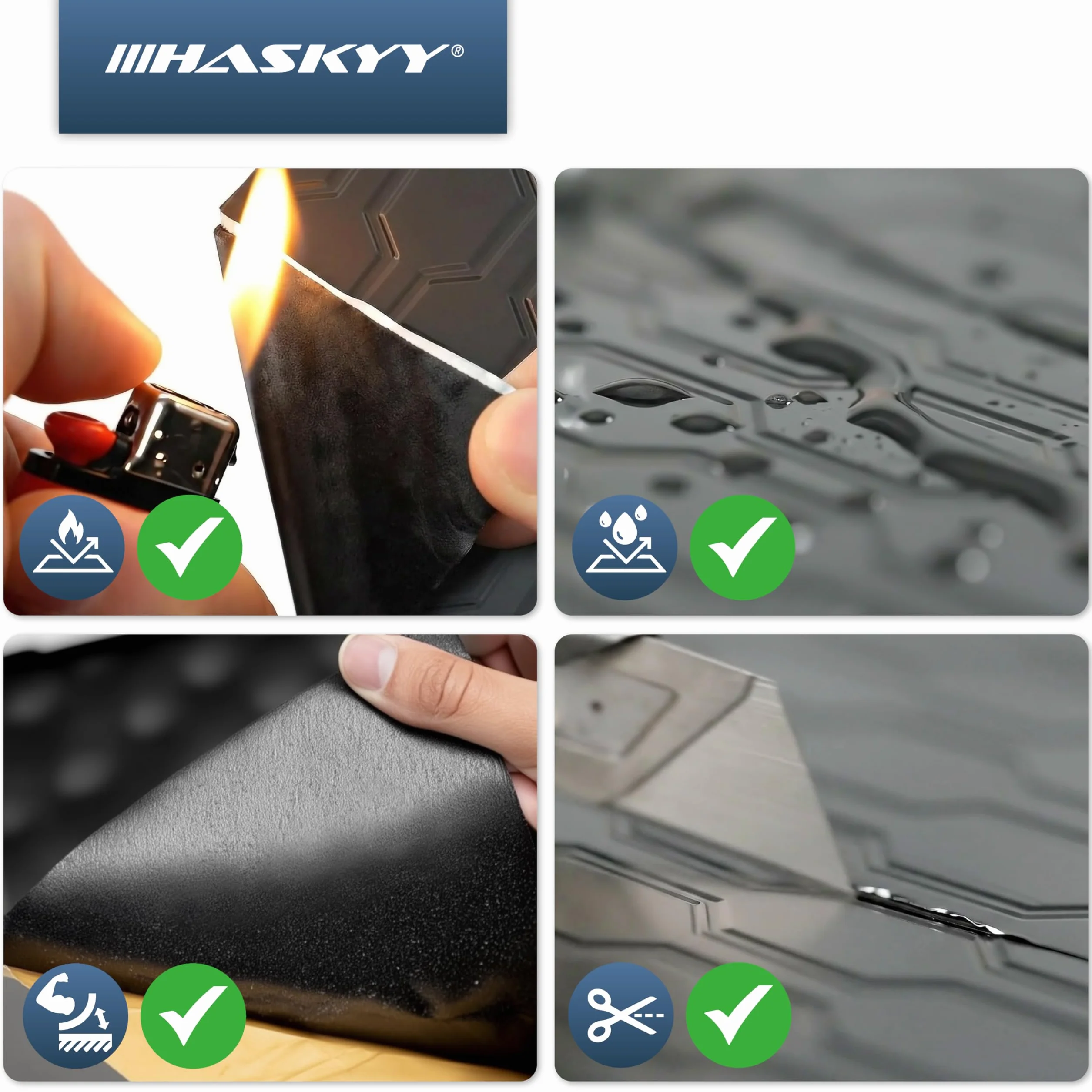 HASKYY Alubutyl Black Anti Dröhn samoprzylepna mata izolacyjna do samochodu, ochrona przed hałasem samochodu, izolacja akustyczna i izolacja akustyczna, 2 mm, 2 mm