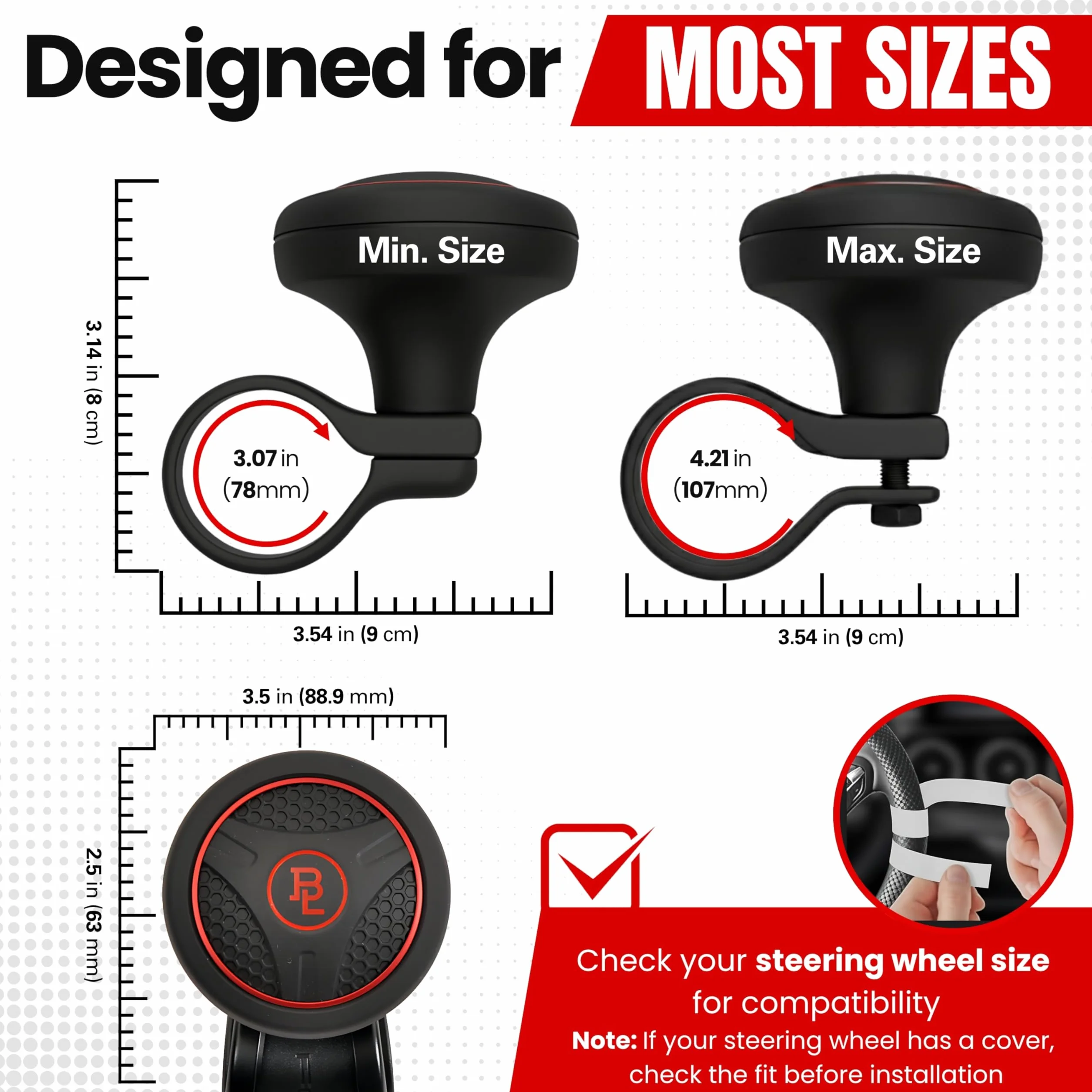 Bl Silicon Black Platinum Power Handle Car Steering Wheel Suicide Spinner Accessory Knob